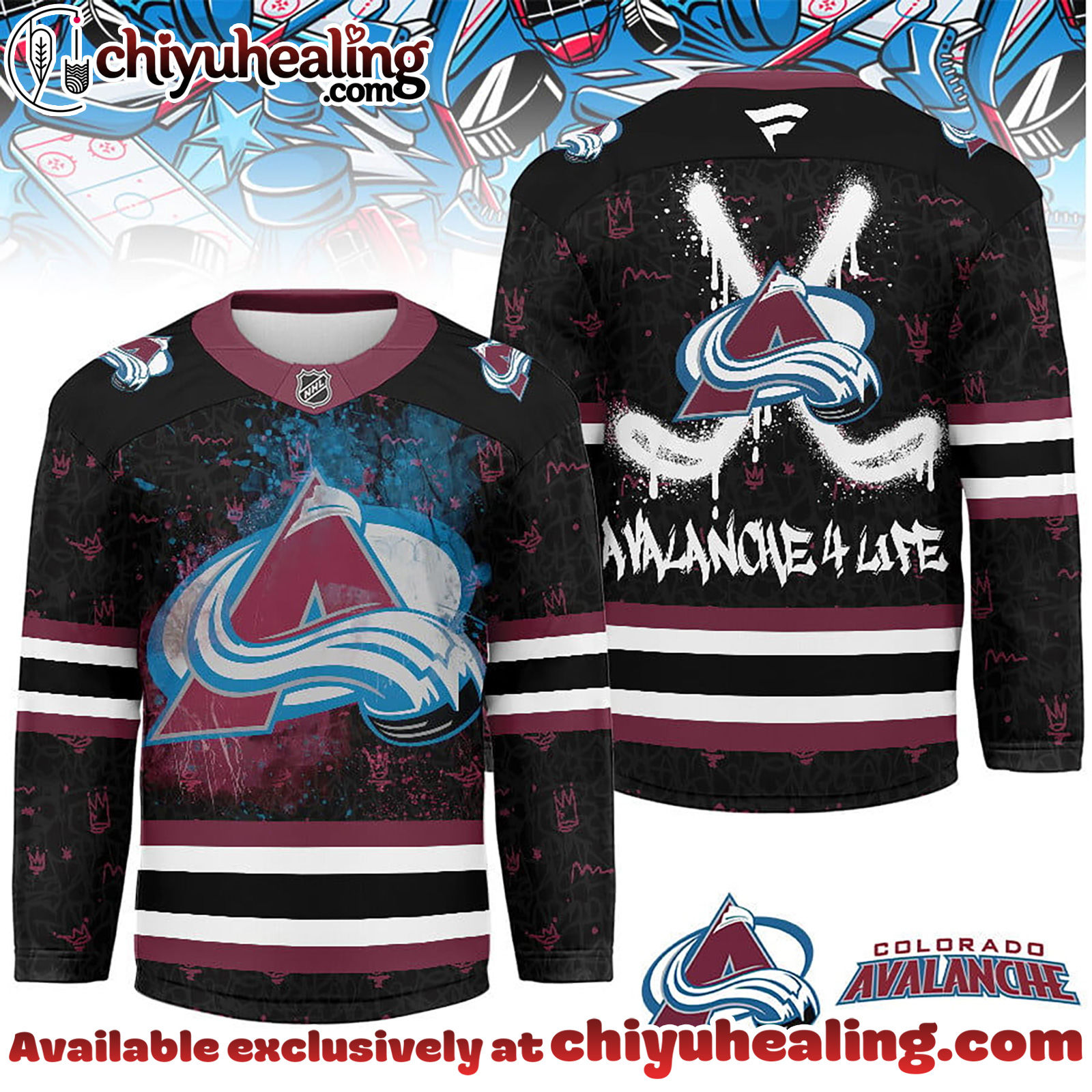 Colorado Avalanche Premium NHL Graffiti My Team 4 Life Hockey Jersey