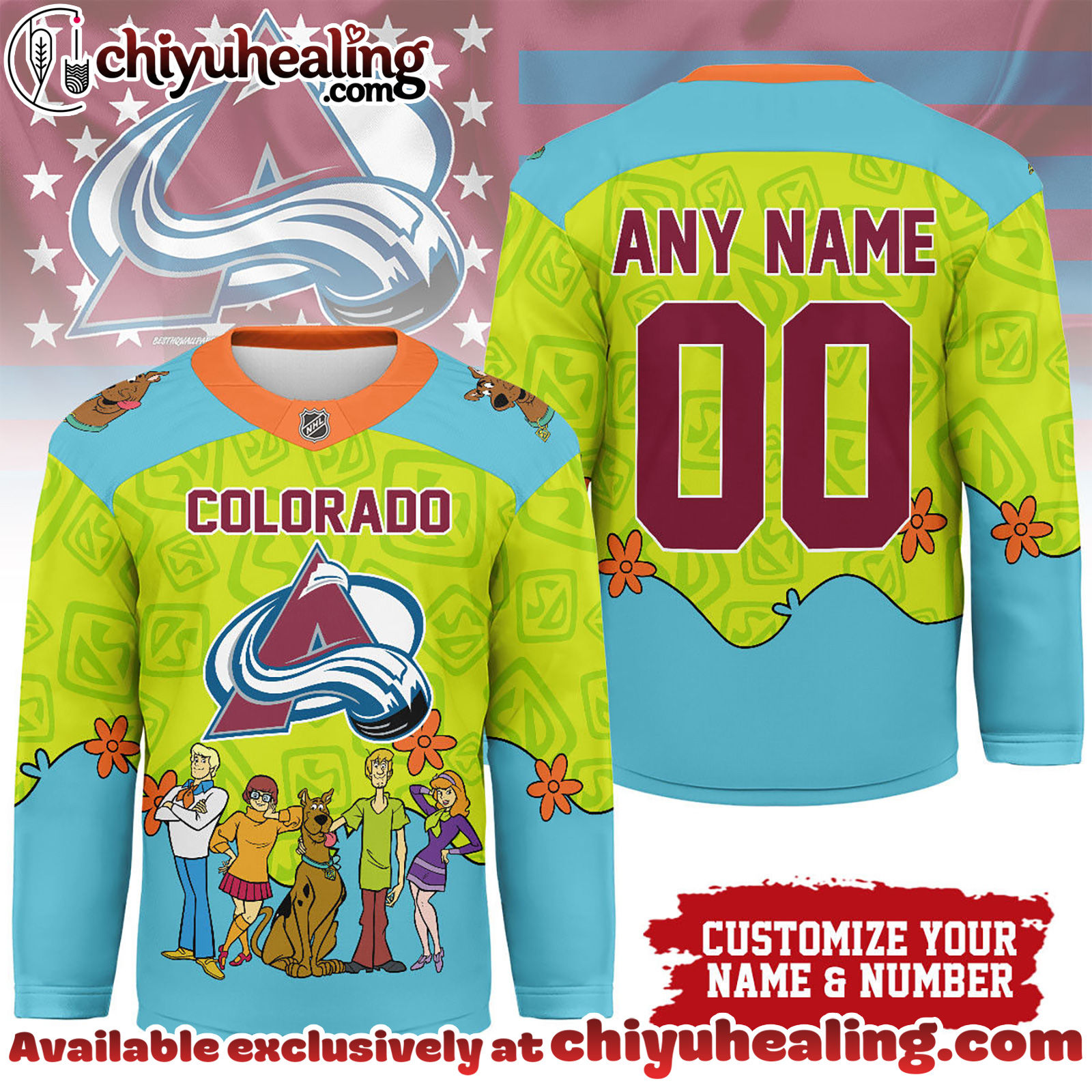 Colorado Avalanche Premium NHL Scooby Doo Hockey Jersey
