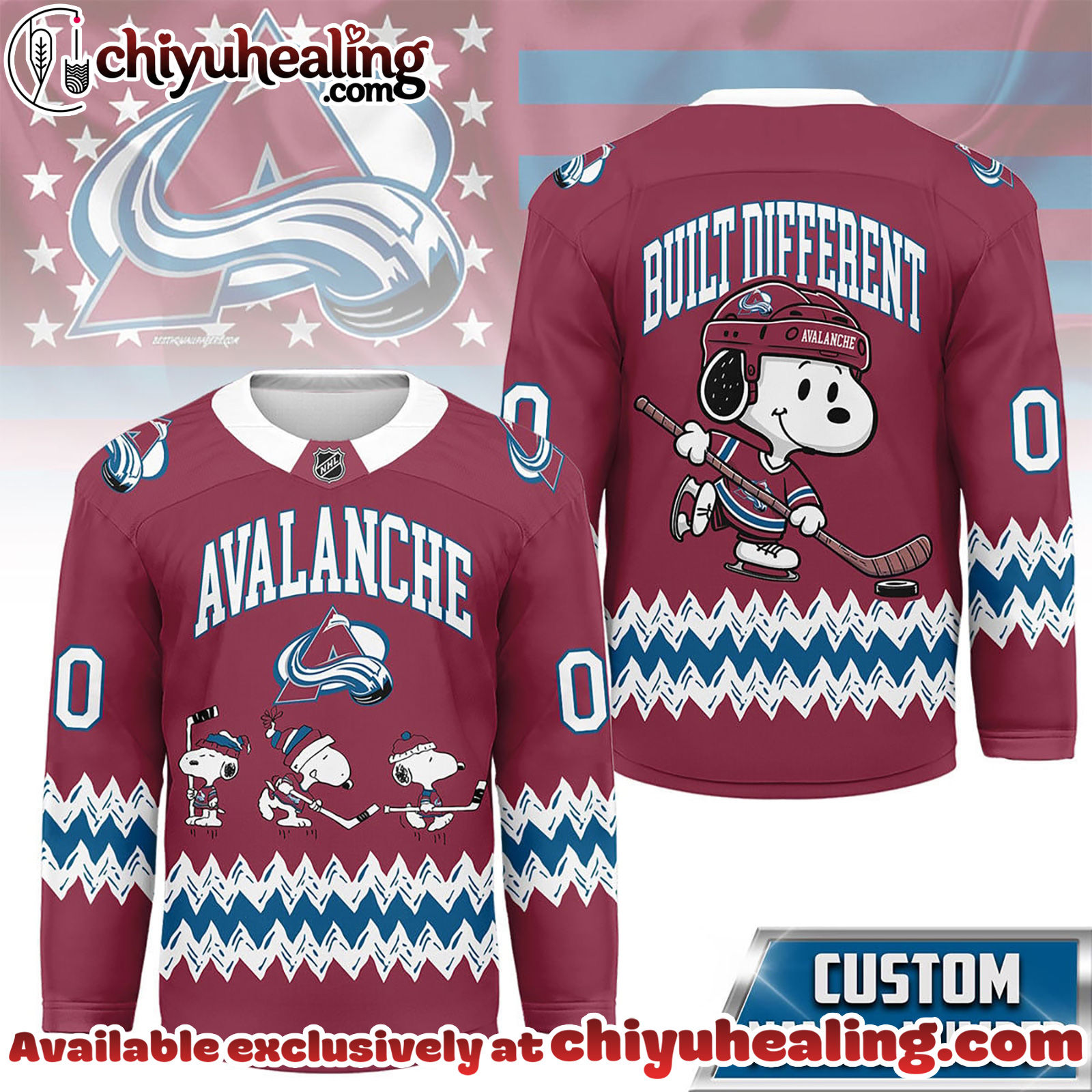Colorado Avalanche Premium NHL Snoopy Personalized Hockey Jersey