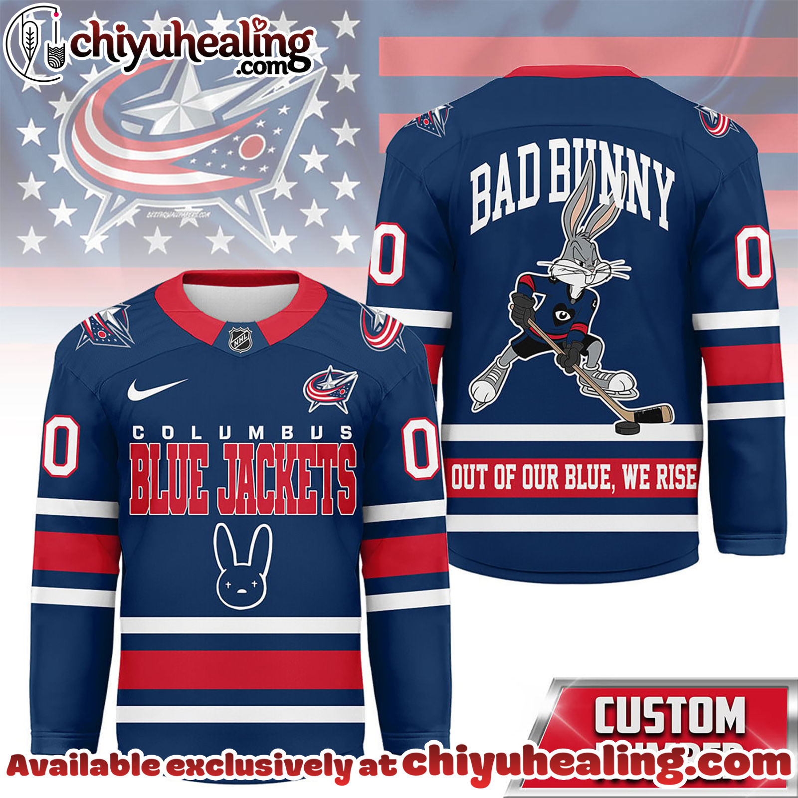Columbus Blue Jackets Premium NHL Bad Bunny Hockey Jersey NY