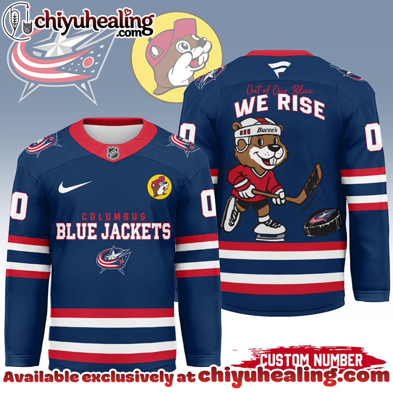Columbus Blue Jackets Premium NHL Bucees Personalized Hockey Jersey
