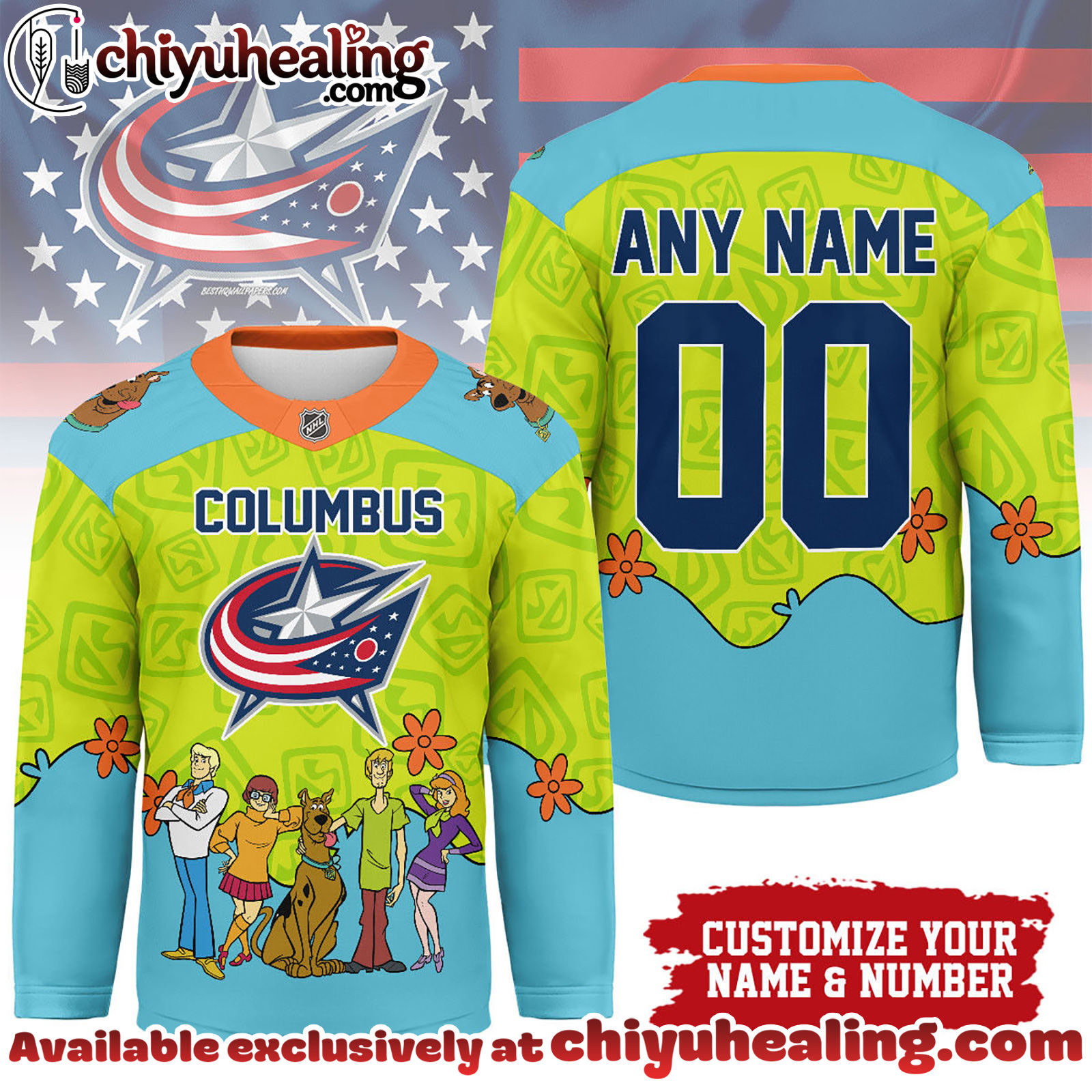 Columbus Blue Jackets Premium NHL Scooby Doo Hockey Jersey