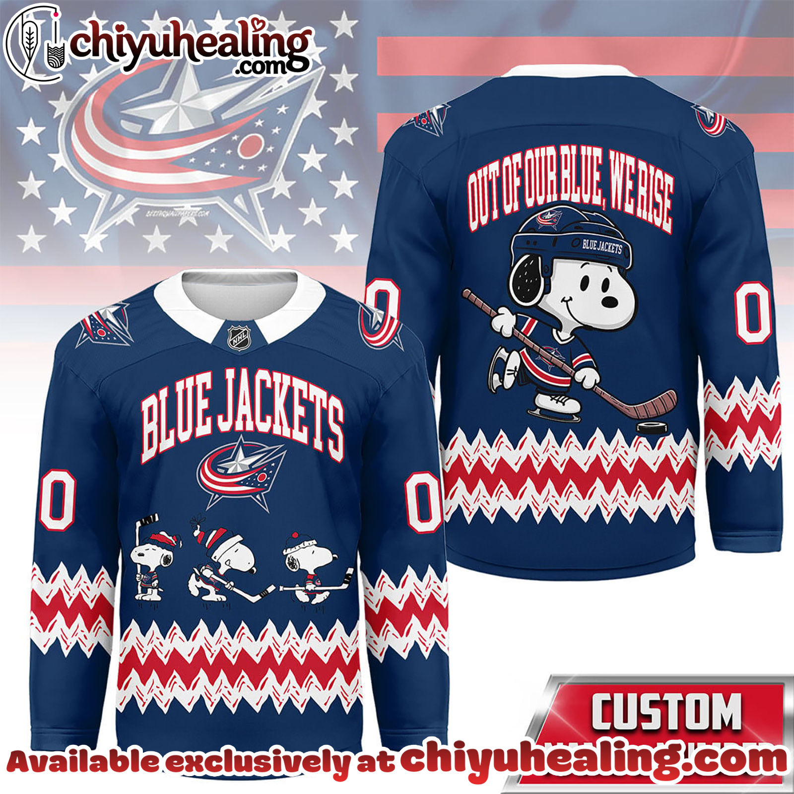 Columbus Blue Jackets Premium NHL Snoopy Personalized Hockey Jersey