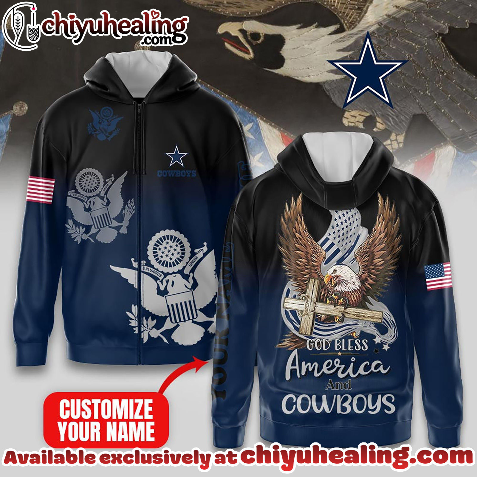 Dallas Cowboys Premium NFL God Bless America Zip Hoodie, T-shirt, Sweatshirt - Ver 2