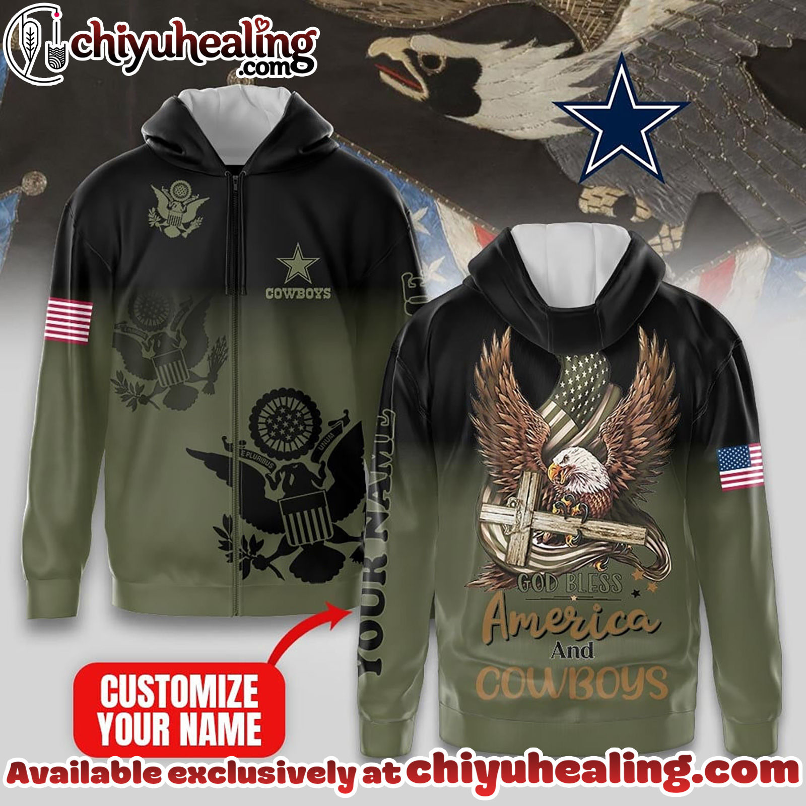 Dallas Cowboys Premium NFL God Bless America Zip Hoodie, T-shirt, Sweatshirt