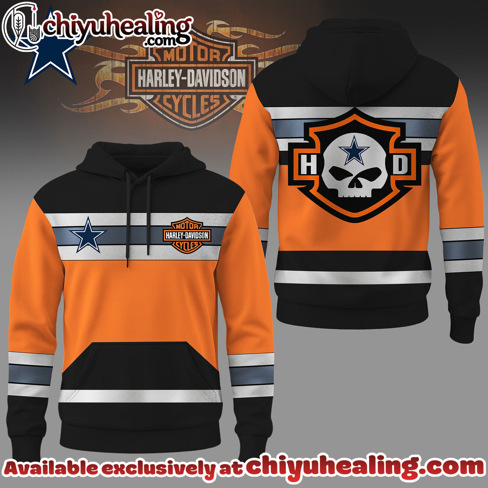 Dallas Cowboys Premium NFL Harley-Davidson High Visibility 3D Hoodie, Sweatshirt, Tshirt