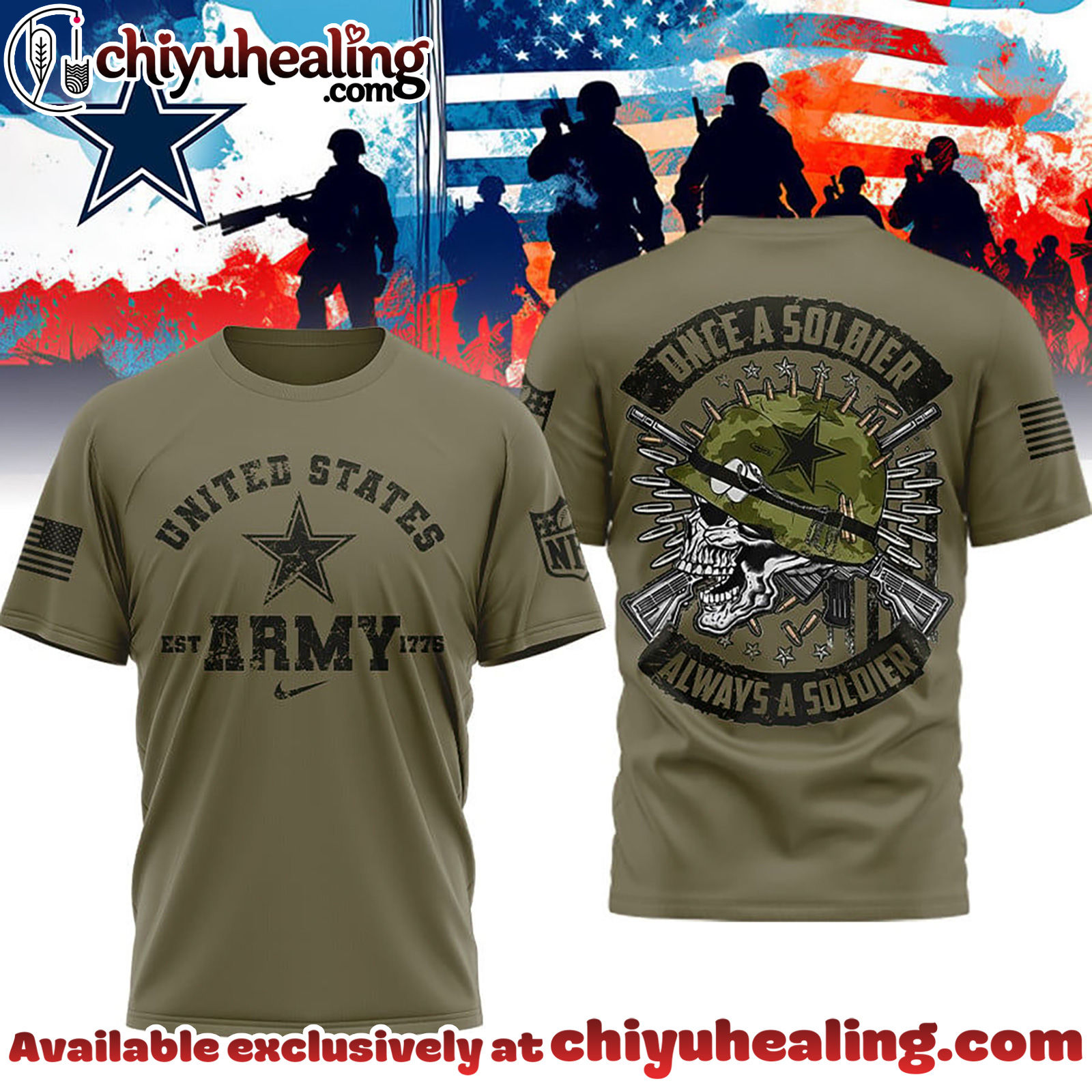 Dallas Cowboys Premium NFL Once A Soldier Always A Soldier 3D Shirt, Hoodie, Sweatshirt