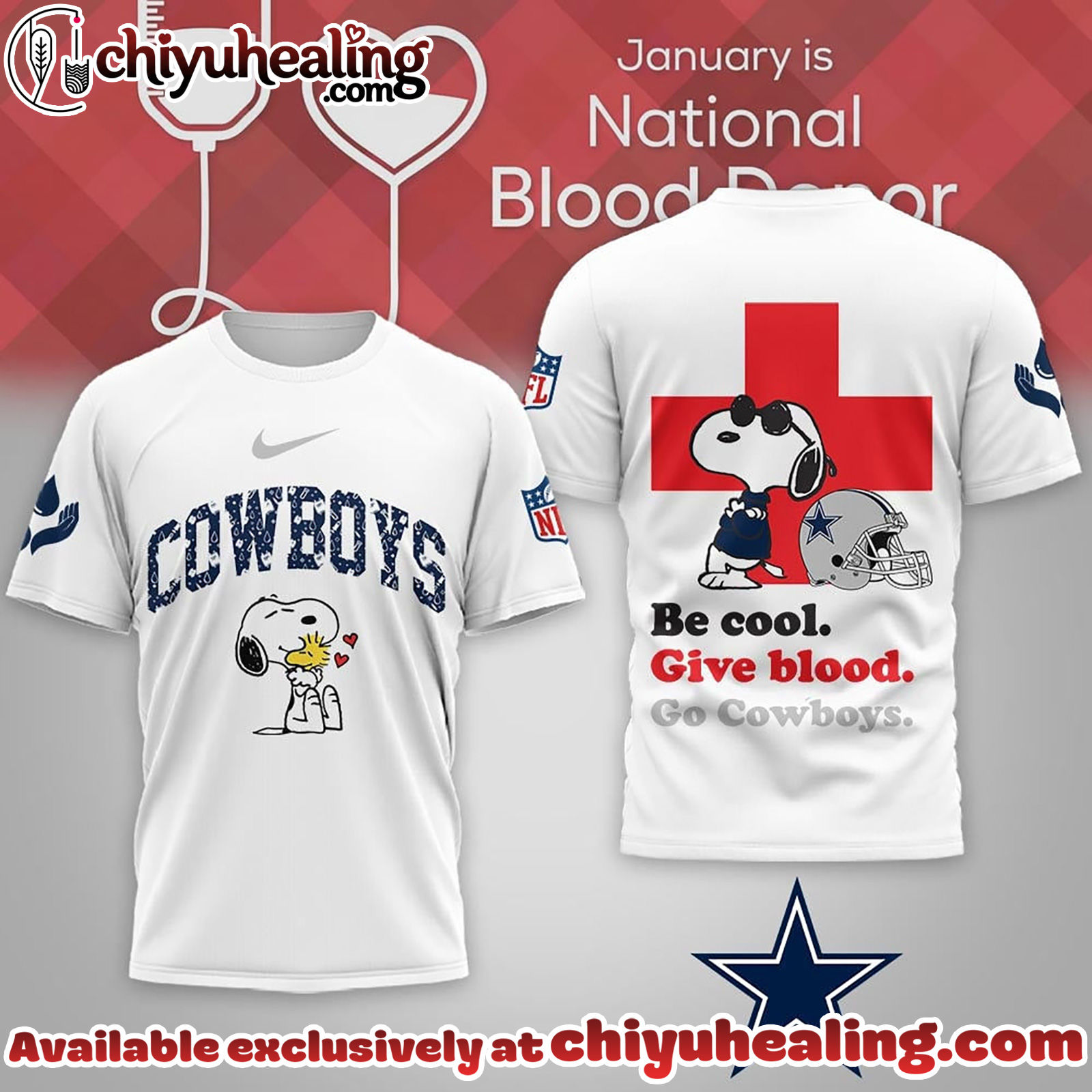 Dallas Cowboys Premium NFL Snoopy Blood Donor Awareness Month T-Shirt, Hoodie, Sweatshirt, All Team NFL