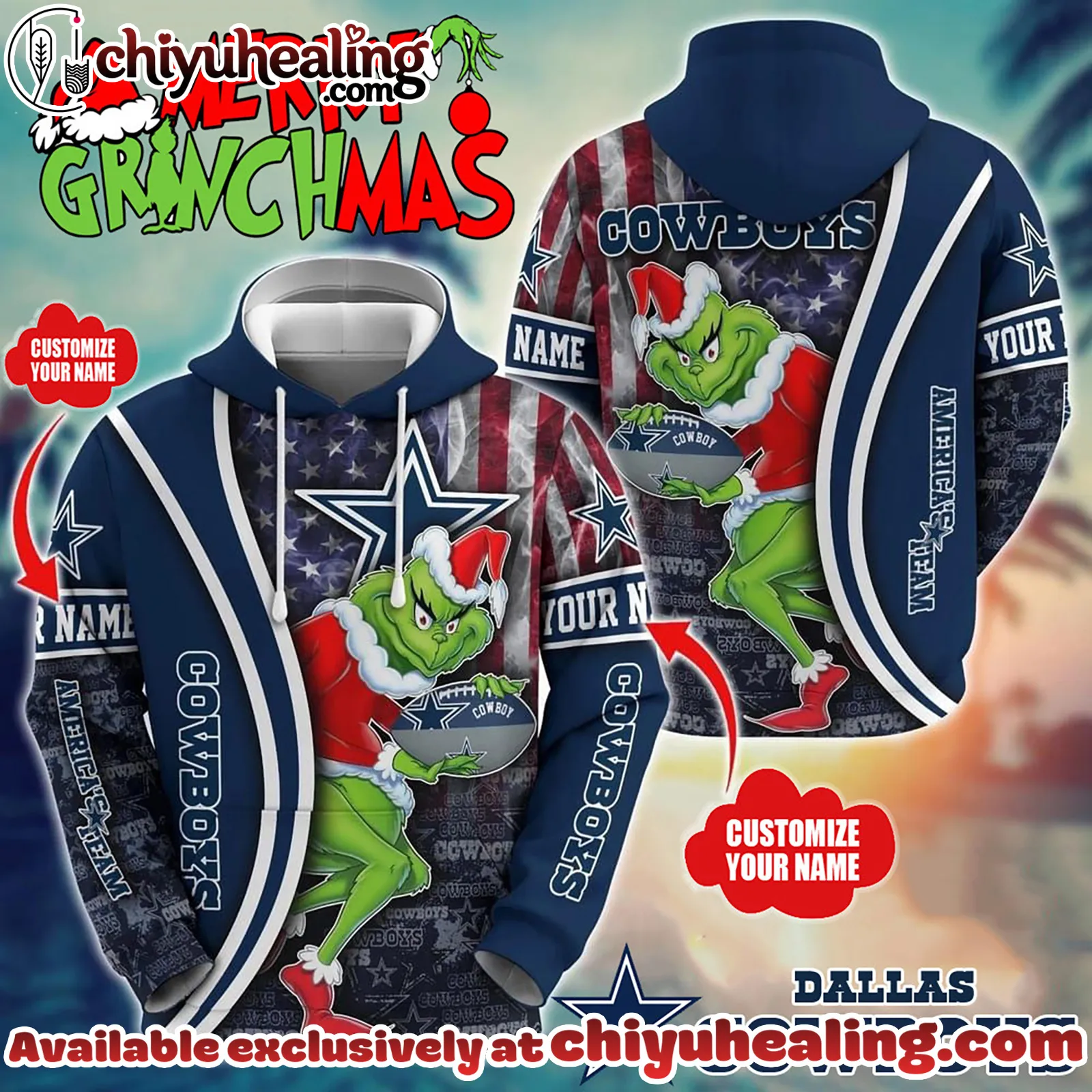 Dallas Cowboys x The Grinch Christmas Football Hoodie Limited Edition-3D Unisex Hoodie