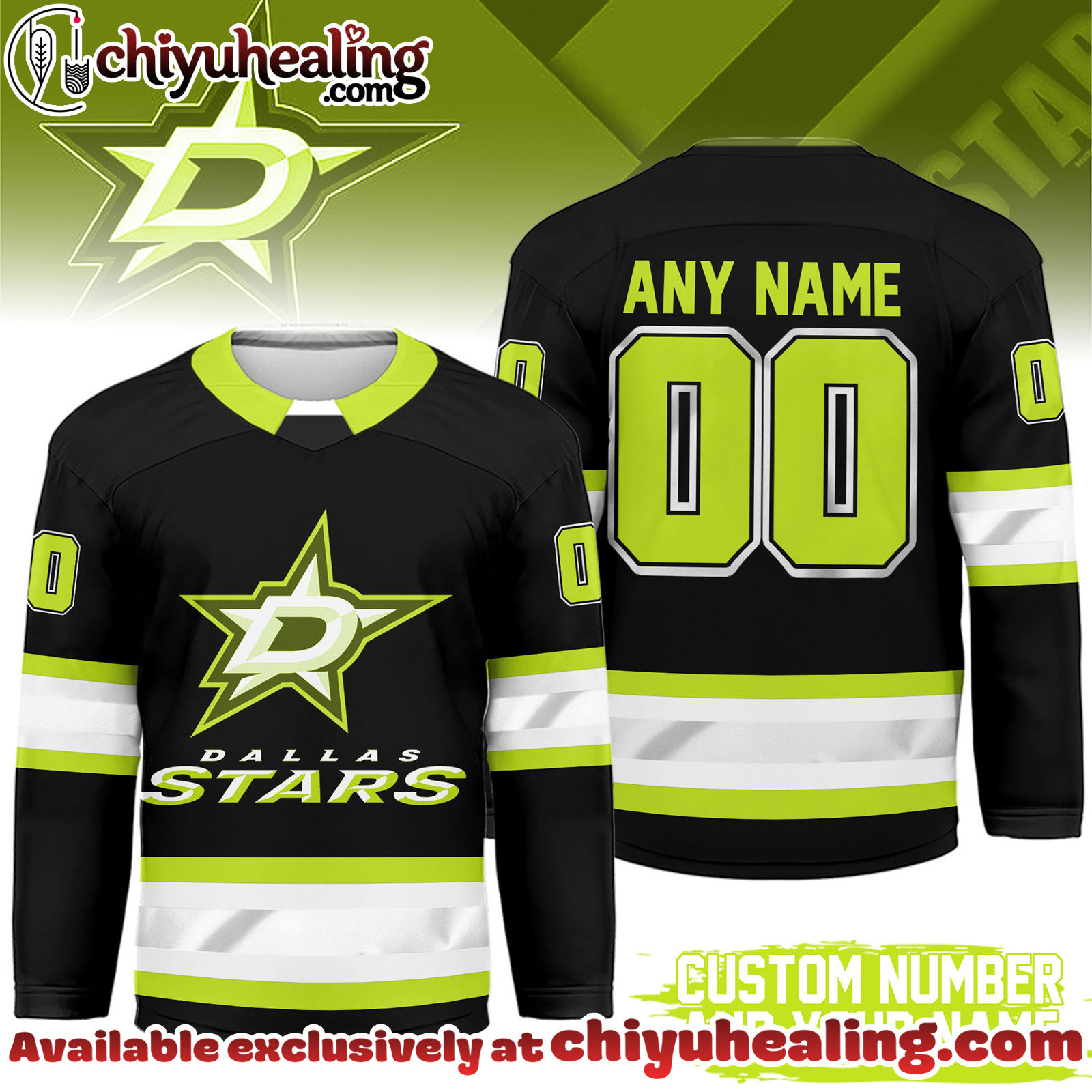 Dallas Stars Premium NHL Hi-Vis Hockey Spirit Custom Name and Number Jersey
