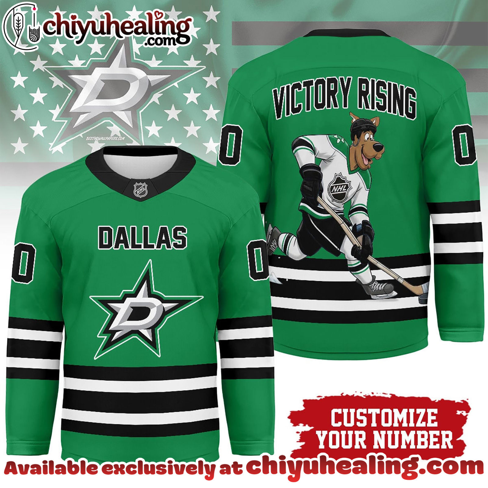 Dallas Stars Premium NHL Scooby Doo Personalized Hockey Jersey