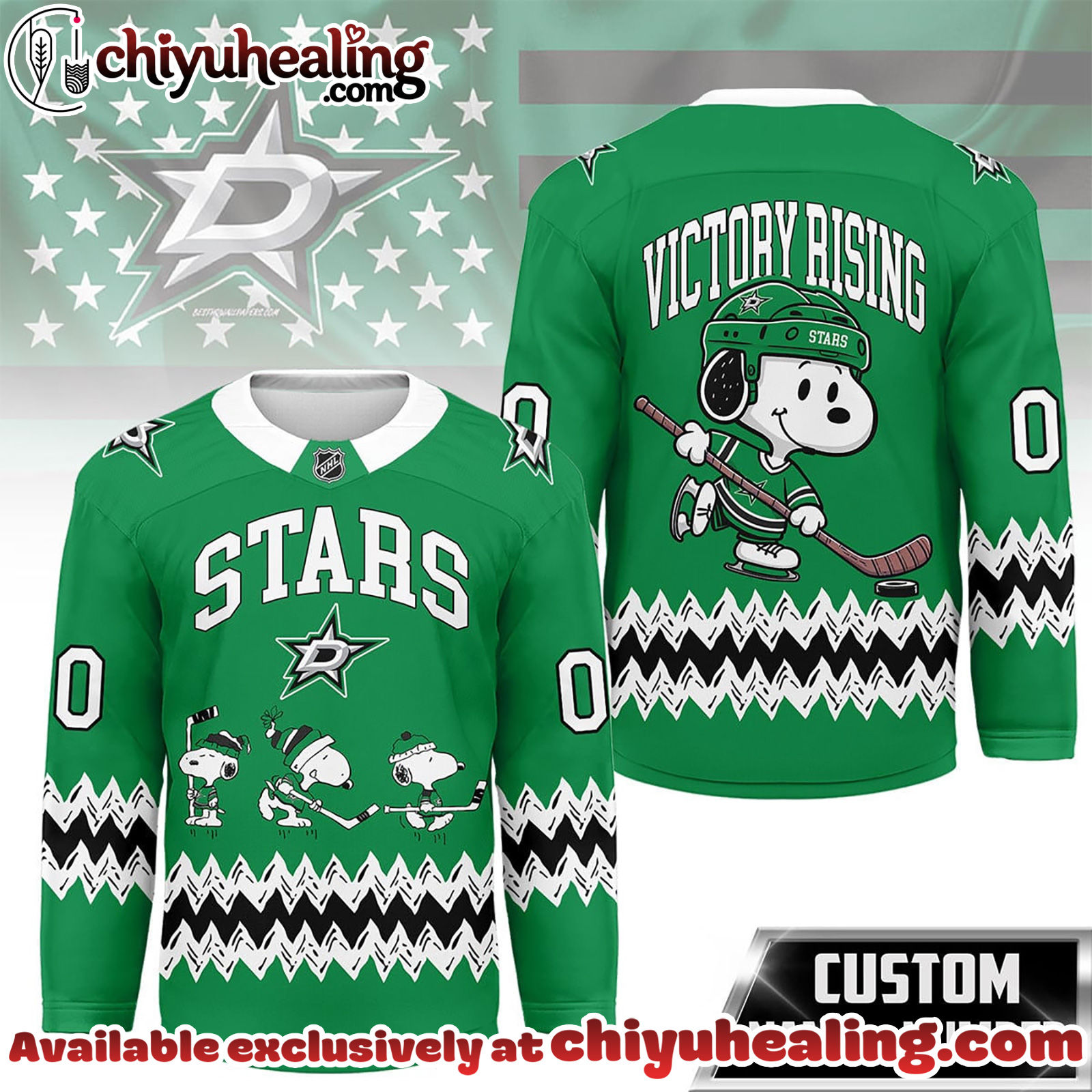 Dallas Stars Premium NHL Snoopy Personalized Hockey Jersey