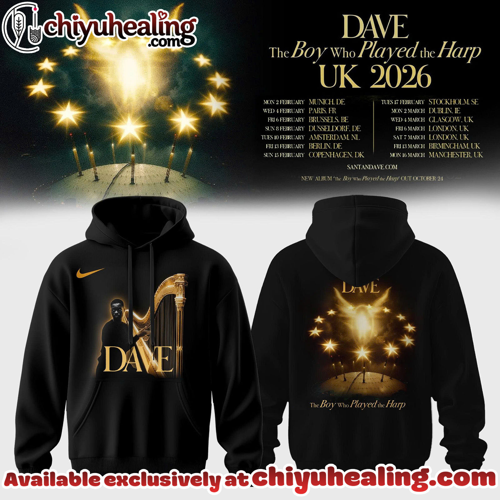 Dave The Boy Who Played The Harp Tour 2026 Collection Hoodie, T-shirt, Sweatshirt - Ver 2