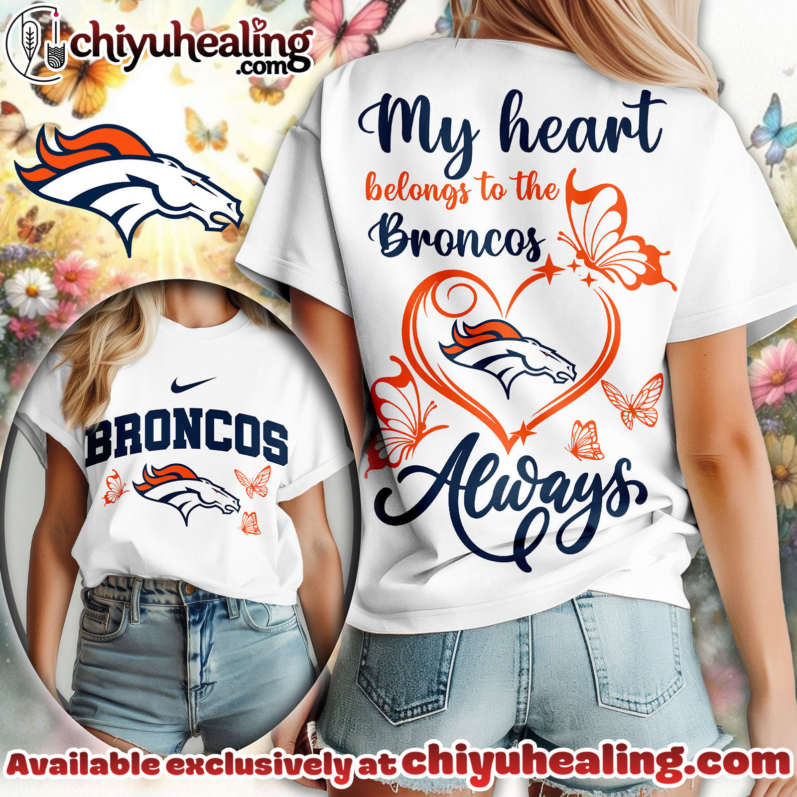 Denver Broncos Premium NFL Butterfly Women Shirt, Hoodie, Sweatshirt