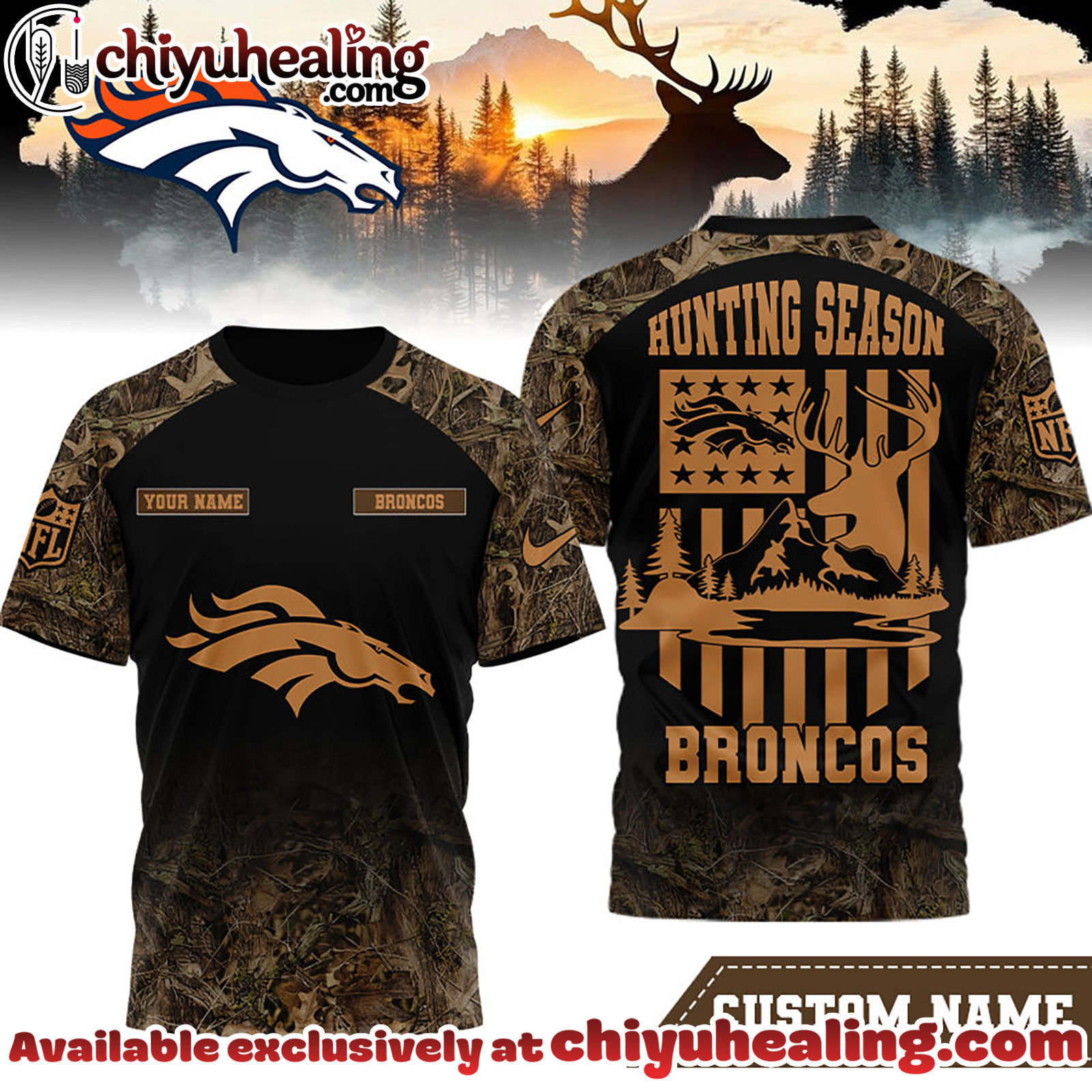 Denver Broncos Premium NFL Hunting Season 3D Shirt