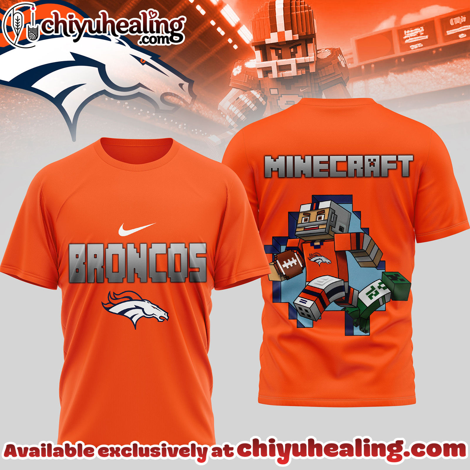 Denver Broncos Premium NFL Minecraft 3D Shirt