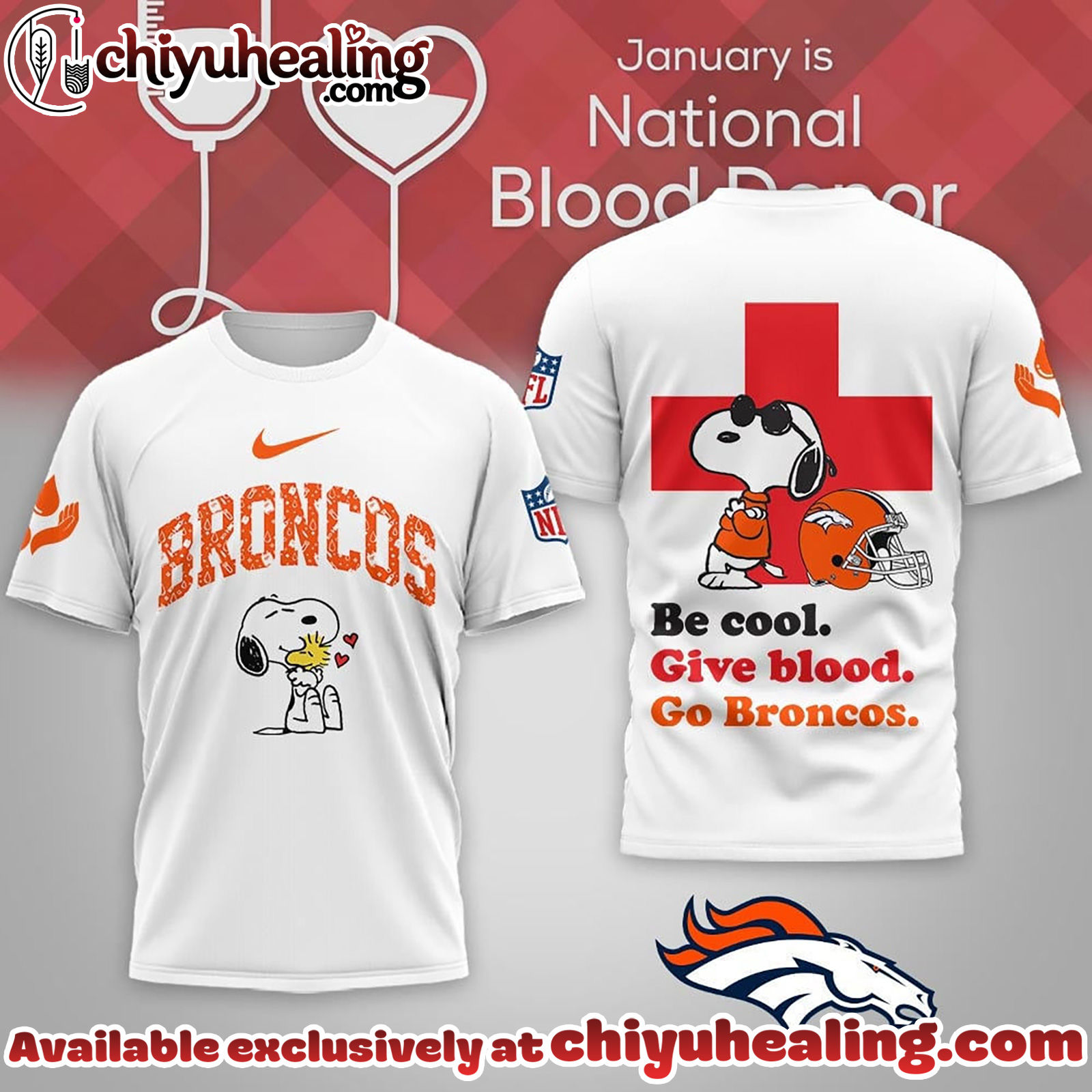 Denver Broncos Premium NFL Snoopy Blood Donor Awareness Month Tshirt, Sweatshirt, Hoodie