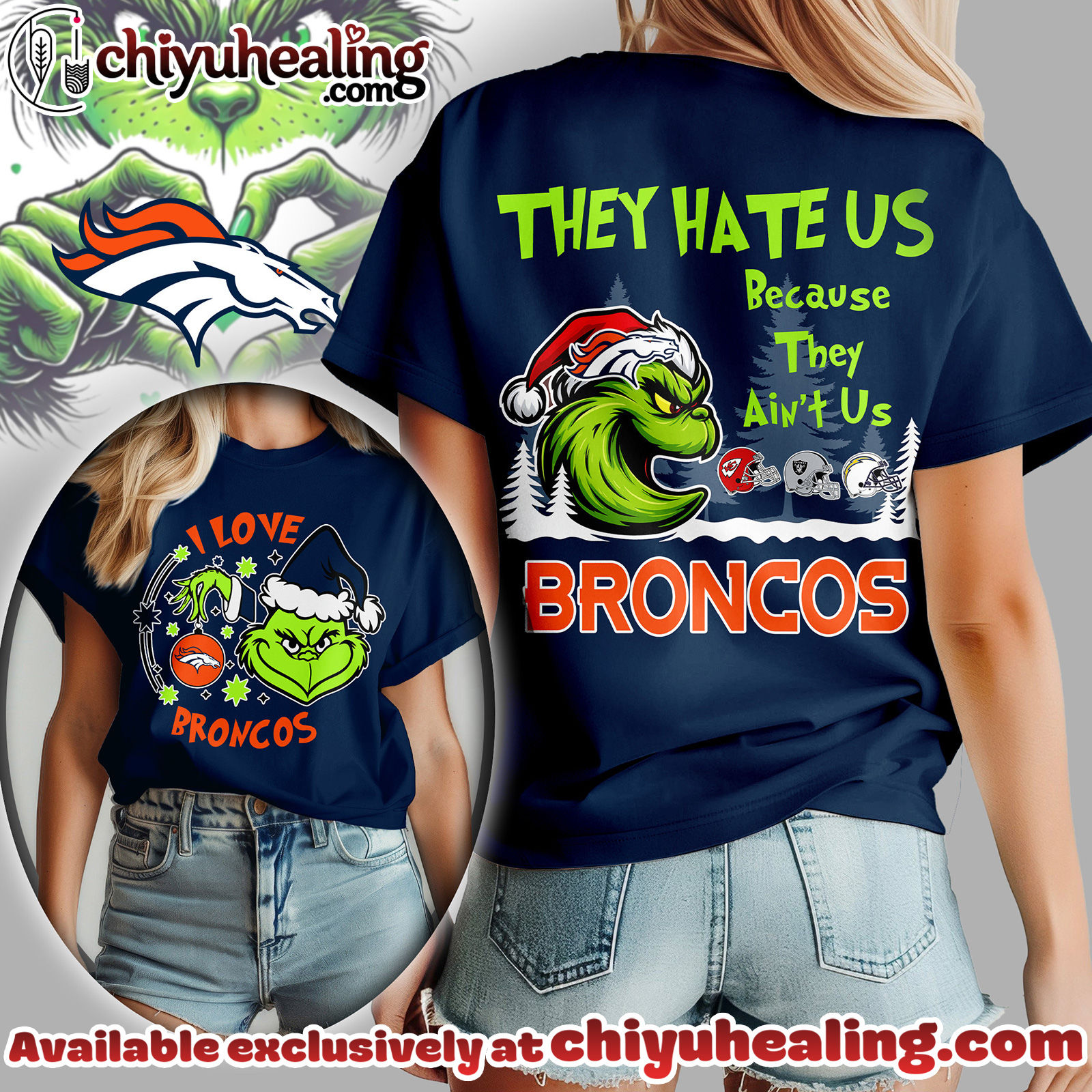 Denver Broncos Premium NFL They Hate Us Grinch Women Shirt, Hoodie, Sweatshirt, All Team NFL