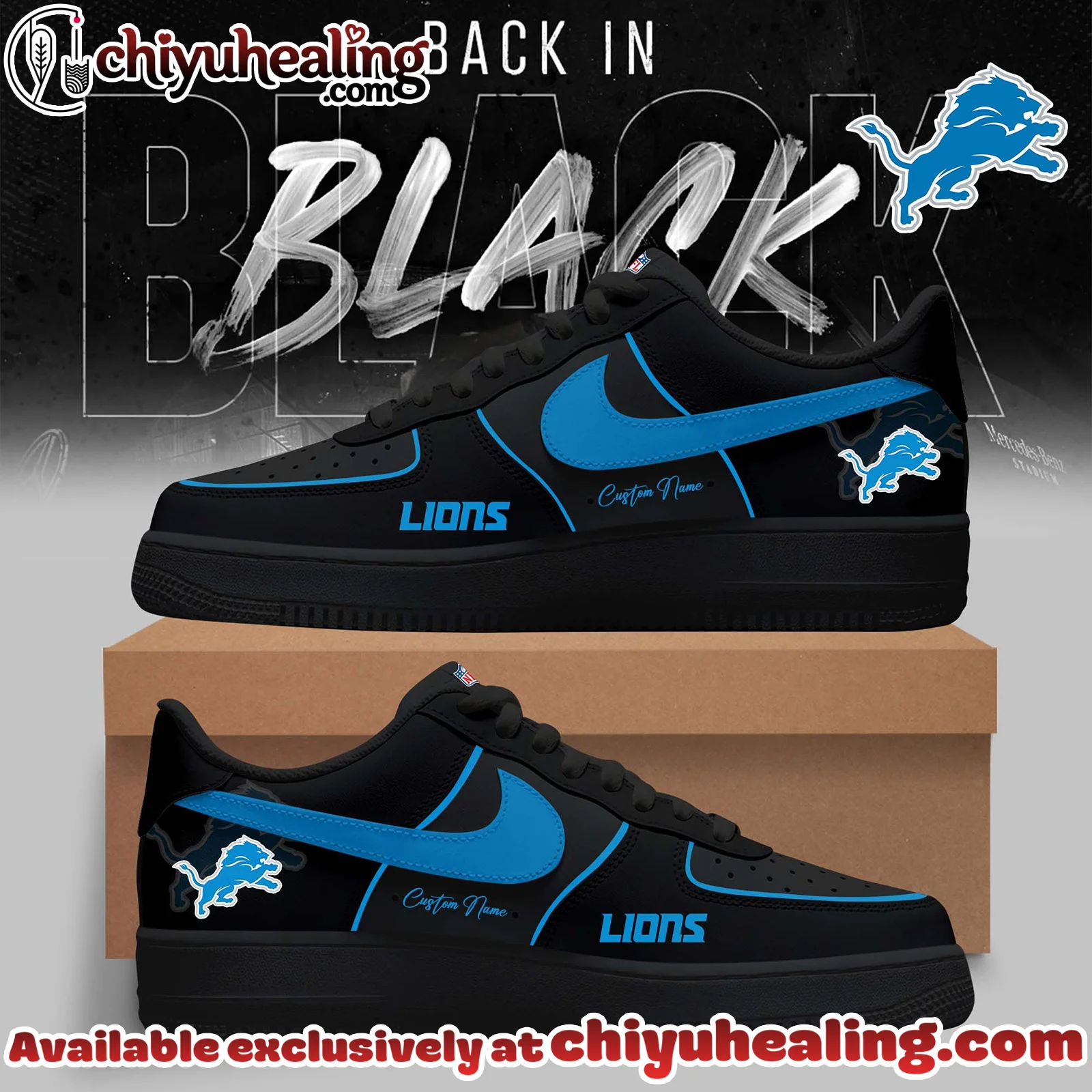 Detroit Lions - 2025 Back In Black Limited Edition Air Force 1