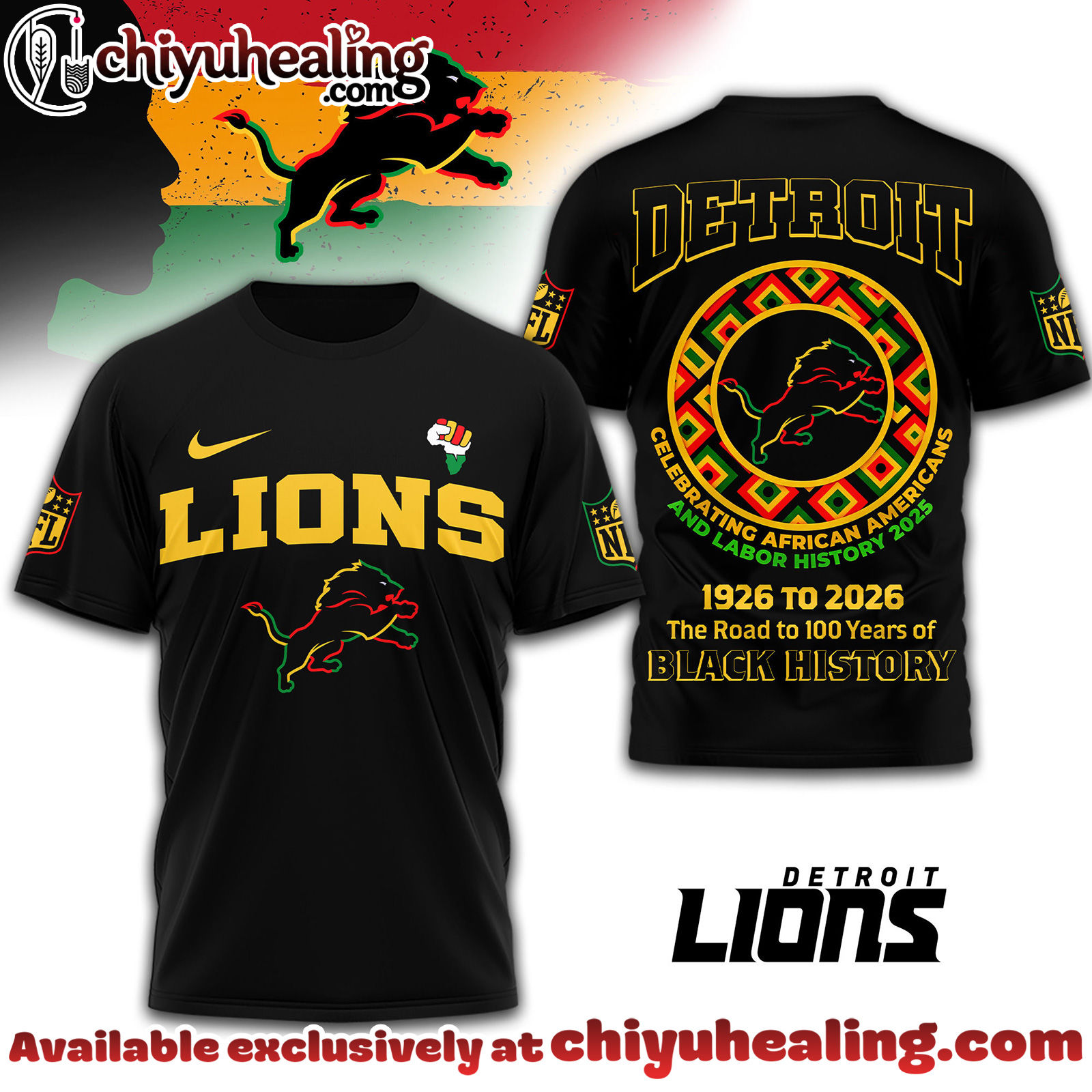 Detroit Lions Premium NFL Black History Month 3D Tshirt, Sweatshirt, Hoodie