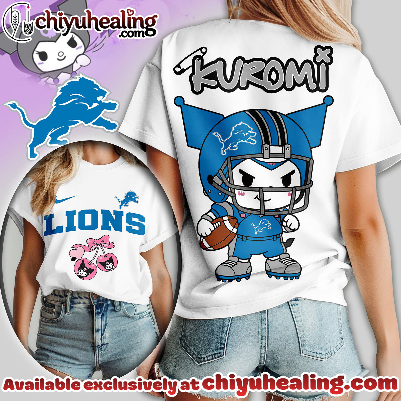 Detroit Lions Premium NFL Kuromi Women Shirt
