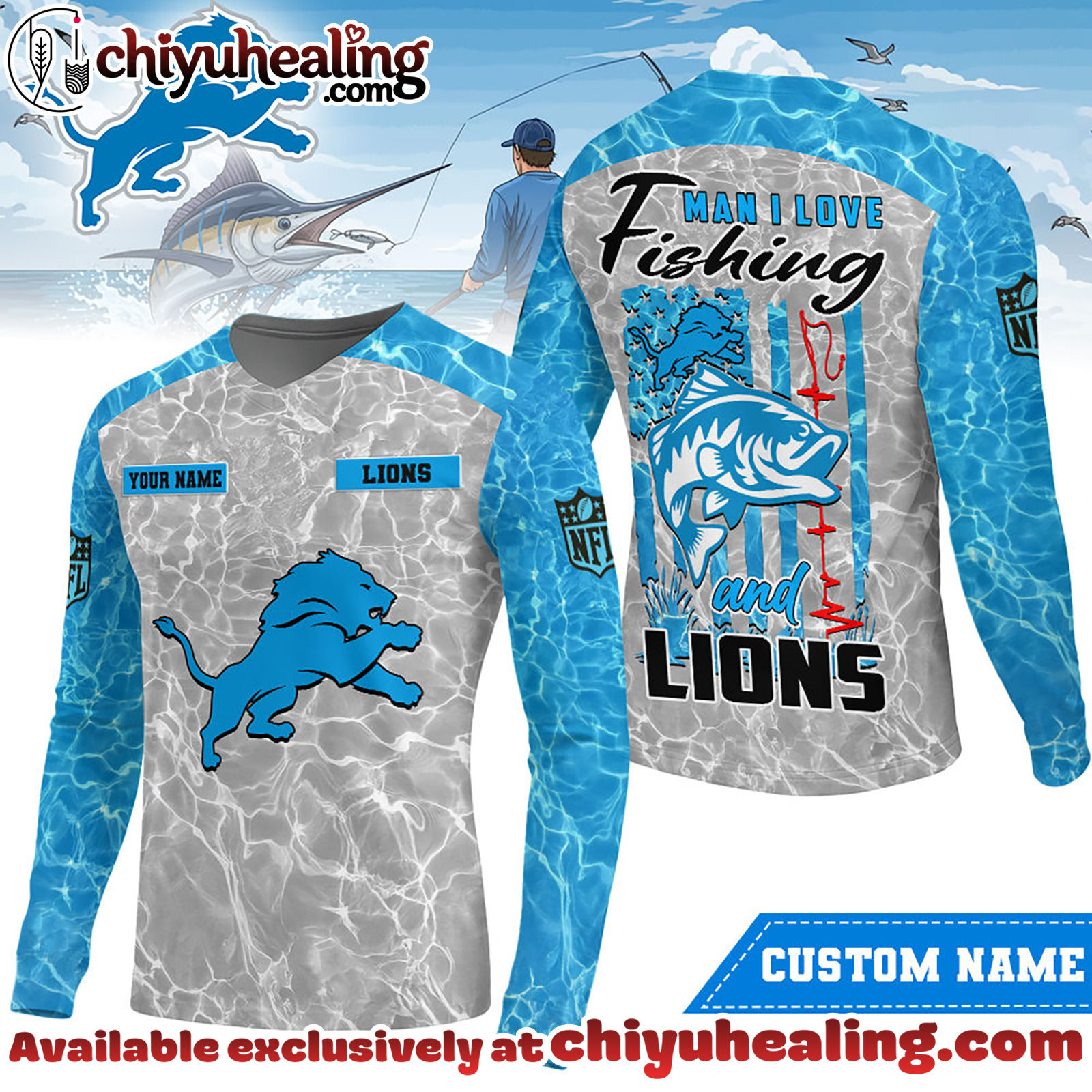 Detroit Lions Premium NFL Love Fishing Long Sleeve Hoodie, T-shirt, Sweatshirt