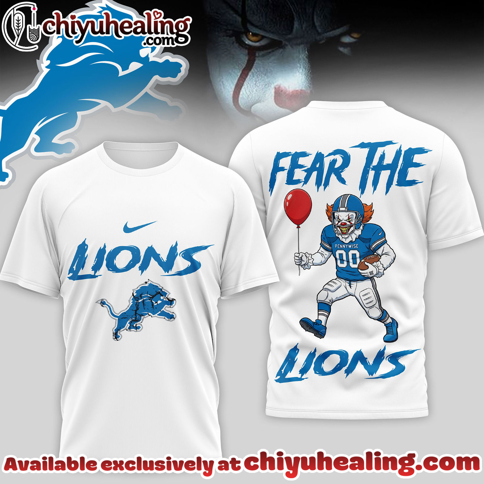 Detroit Lions Premium NFL Pennywise 3D Shirt