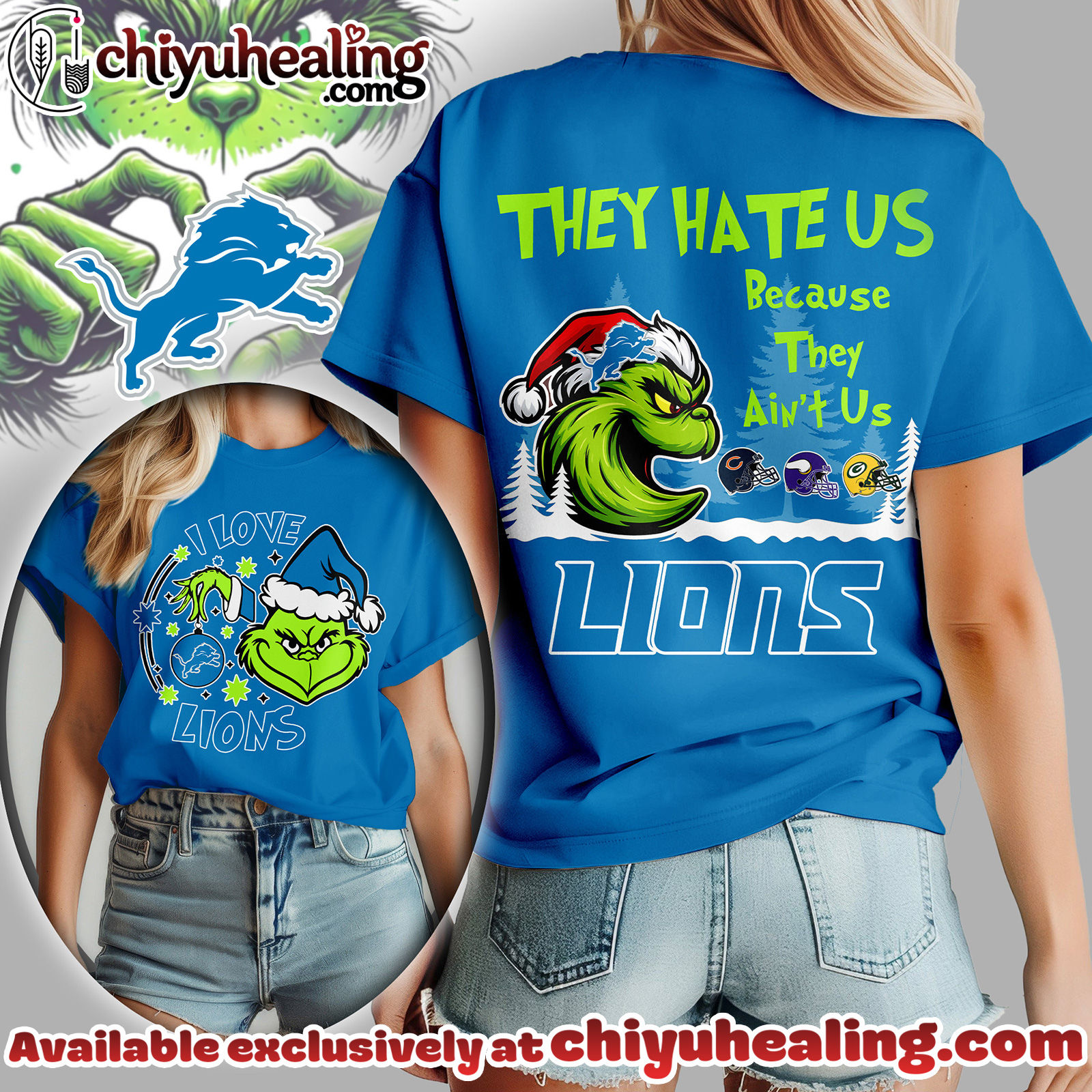 Detroit Lions Premium NFL They Hate Us Grinch Women Shirt, Hoodie, Sweatshirt, All Team NFL