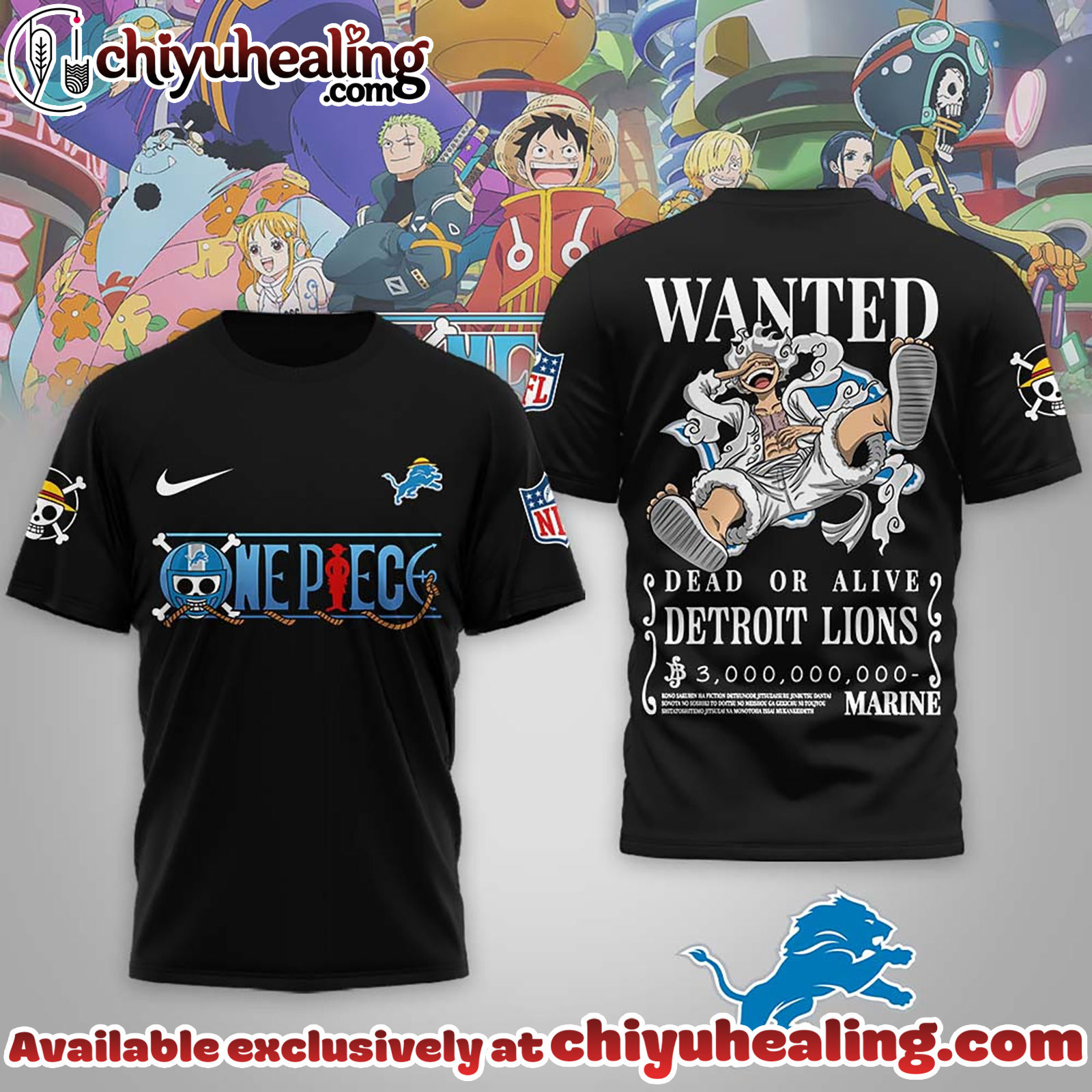 Detroit Lions Premium NFL Wanted Monkey D Luffy 3D Shirt, Hoodie, Sweatshirt, All Team NFL