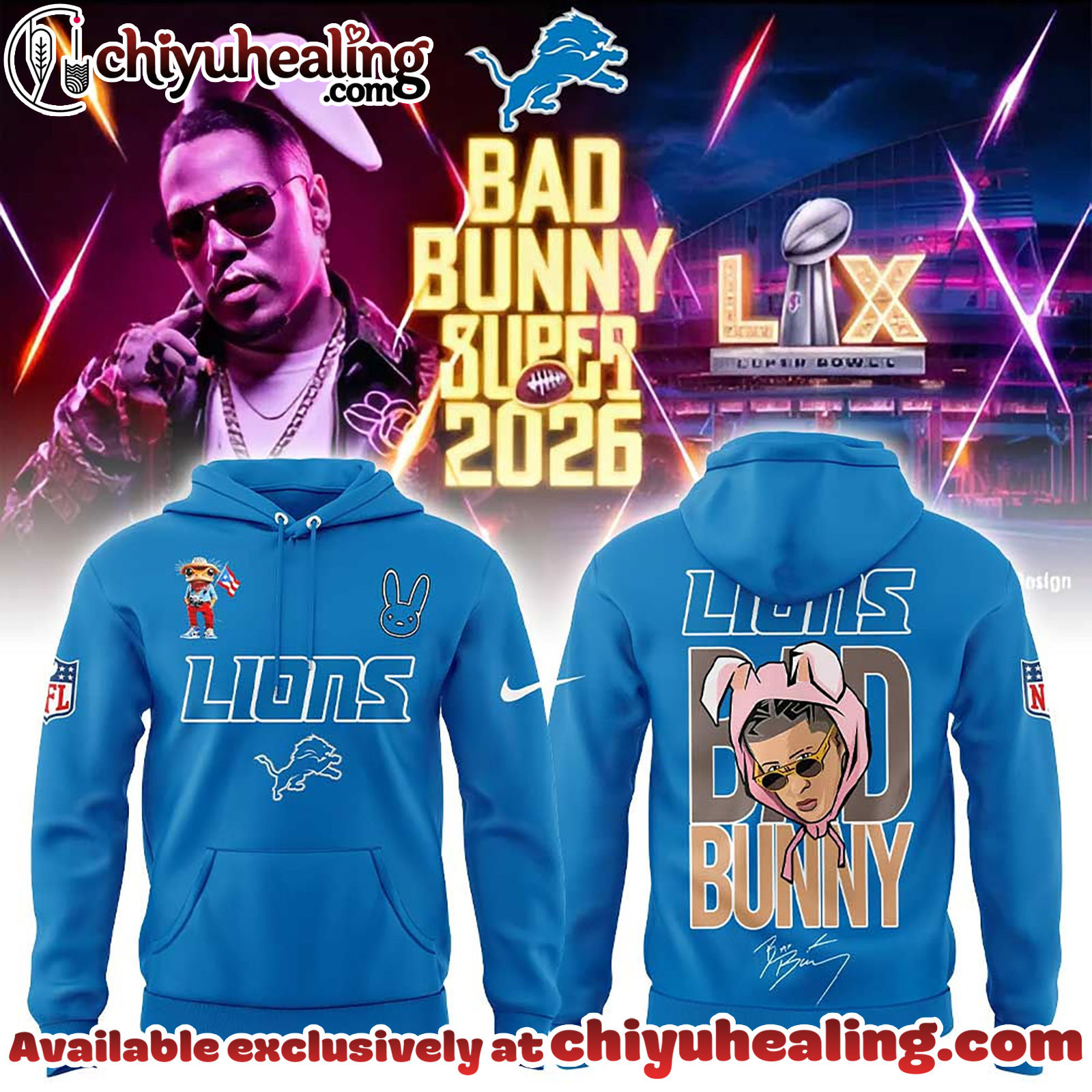 Detroit Lions x Bad Bunny Super Bowl 2026 Combo Hoodie, Sweatshirt, Tshirt V2