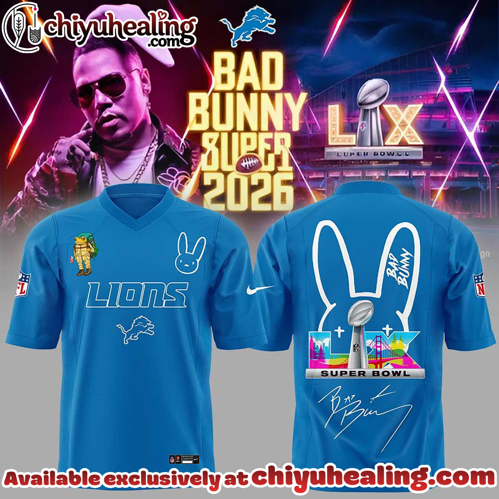 Detroit Lions x Bad Bunny Super Bowl 2026 Football Jersey