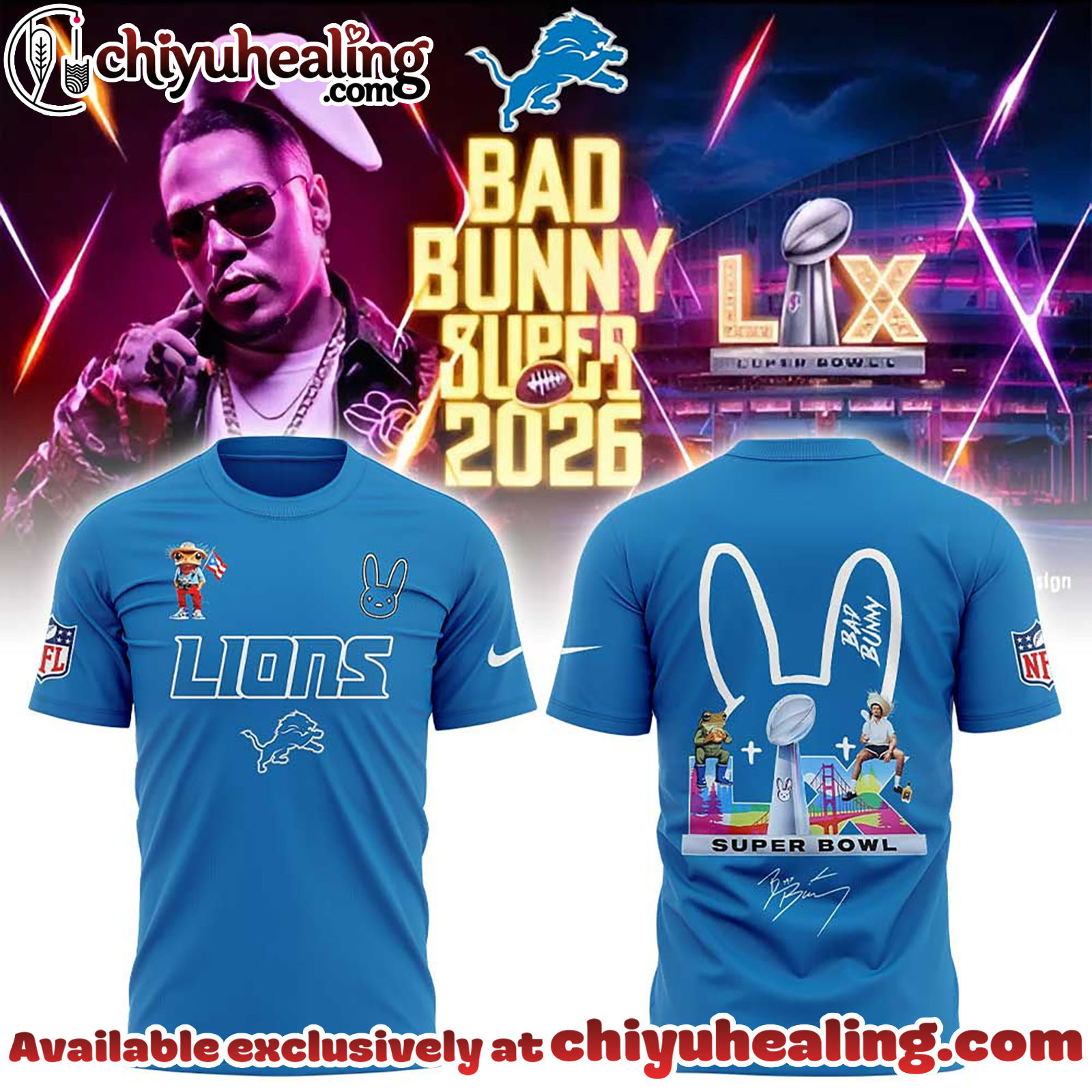 Detroit Lions x Bad Bunny Super Bowl 2026 Tshirt, Sweatshirt, Hoodie V3