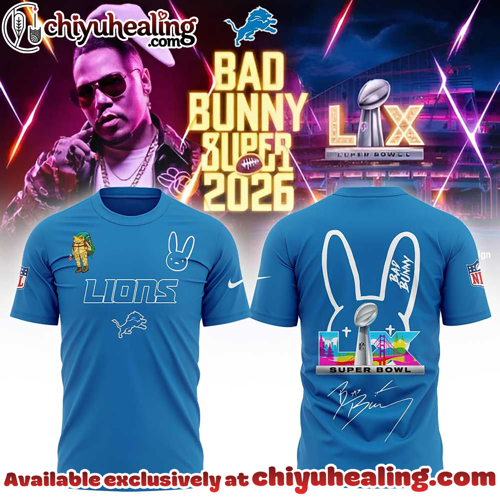 Detroit Lions x Bad Bunny Super Bowl 2026 Tshirt, Sweatshirt, Hoodie