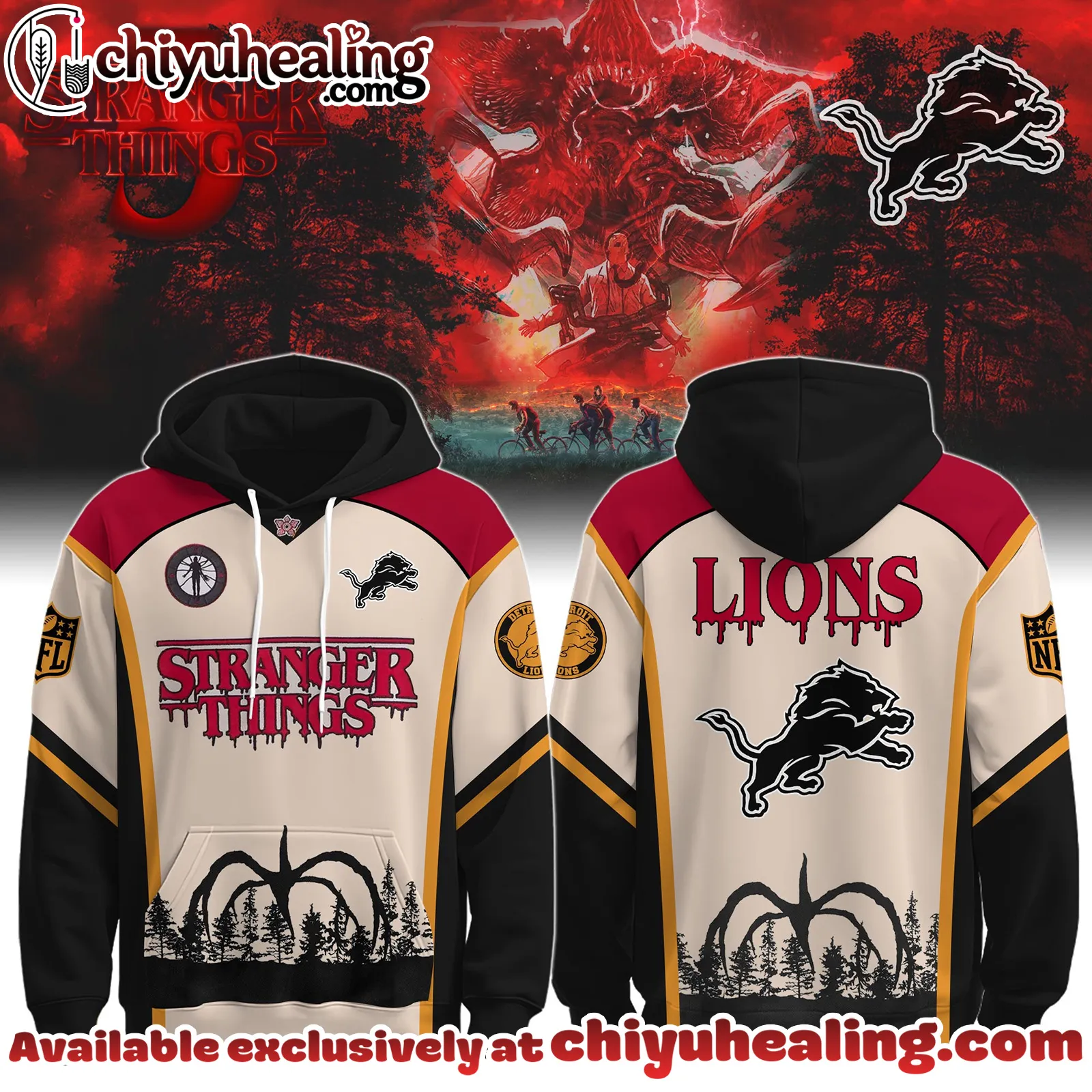 Detroit Lions x Stranger Things Hoodie Limited Hoodie, All Team NFL