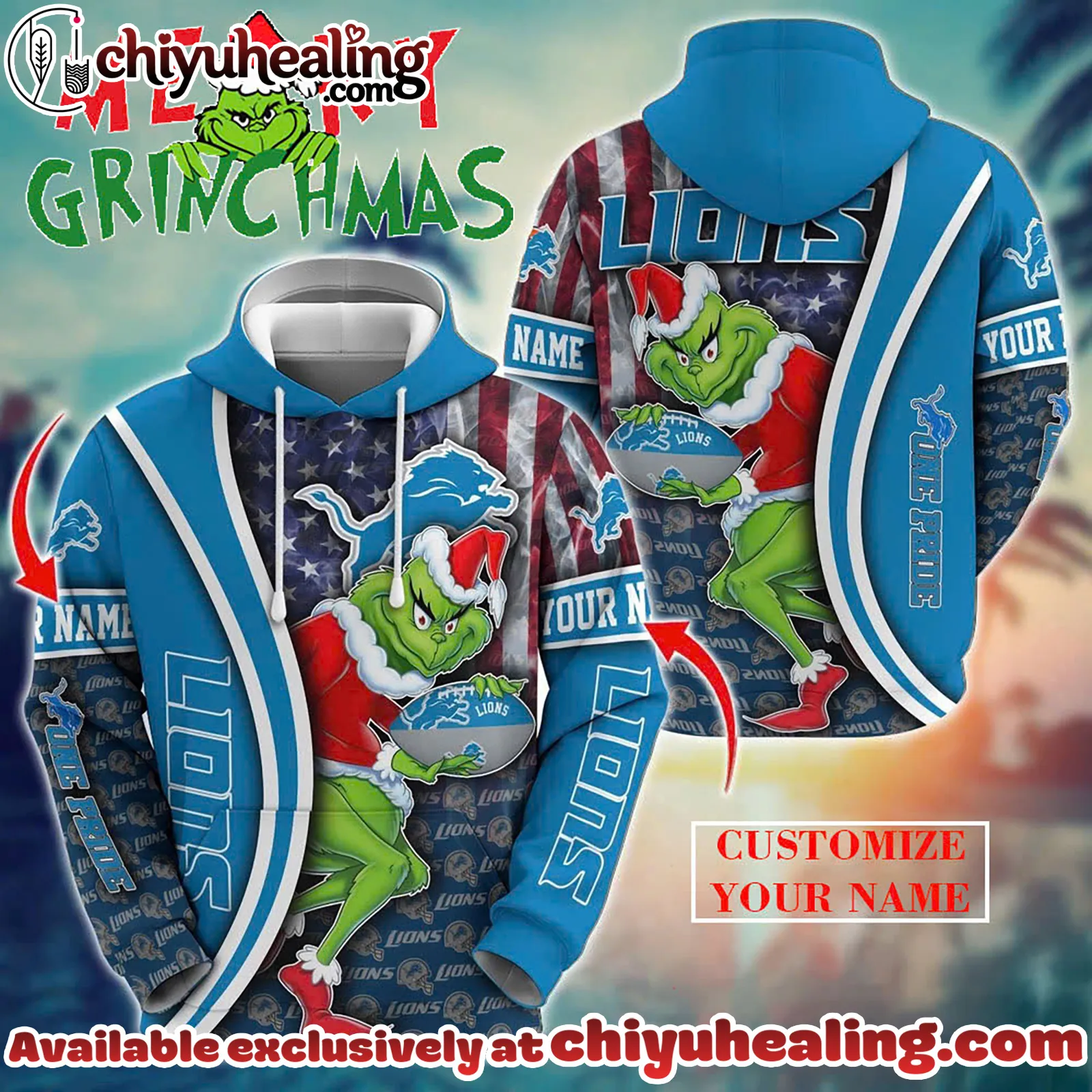 Detroit Lions x The Grinch Christmas Football Hoodie Limited Edition-3D Unisex Hoodie
