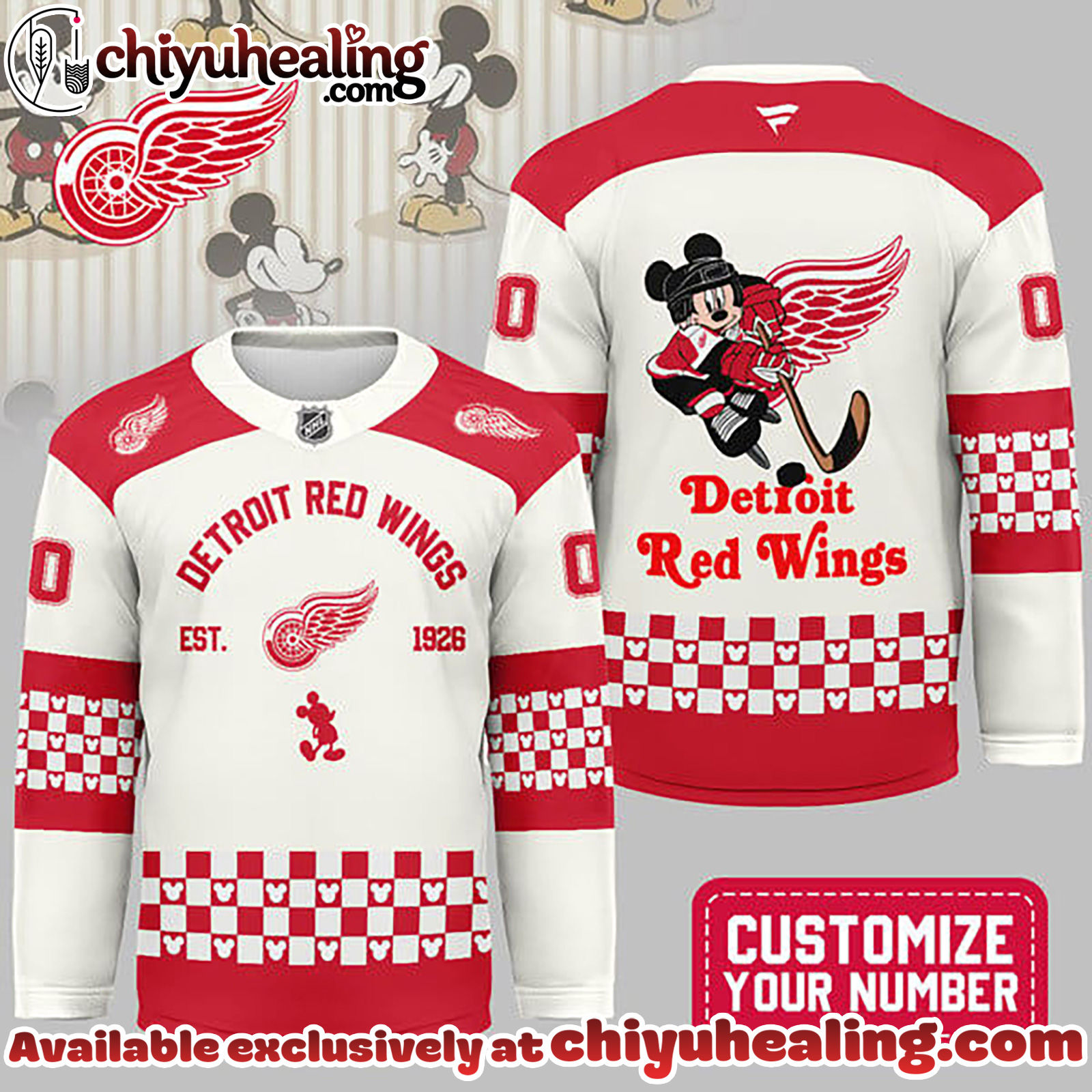 Detroit Red Wings Premium NHL Disney Game Day Hockey Jersey