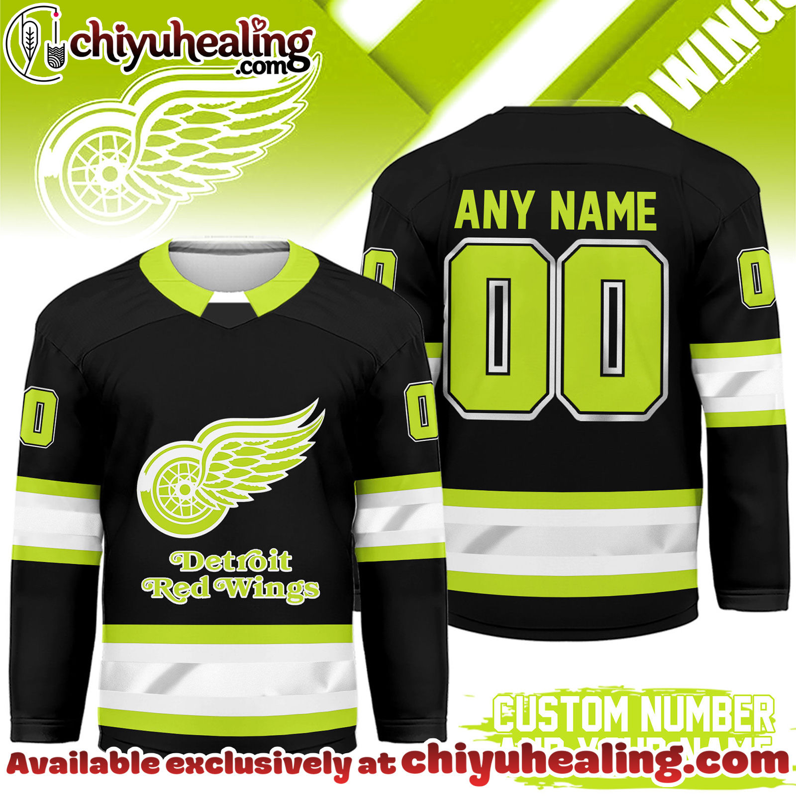 Detroit Red Wings Premium NHL Hi-Vis Hockey Spirit Custom Name and Number Jersey