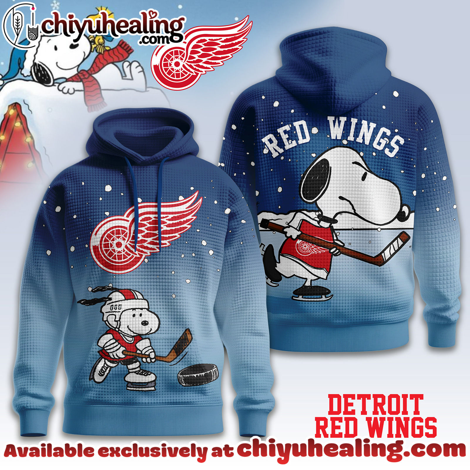Detroit Red Wings Premium NHL Snoopy Hockey 3D Waffle Hoodie, Sweatshirt, Shirt, All Team NHL