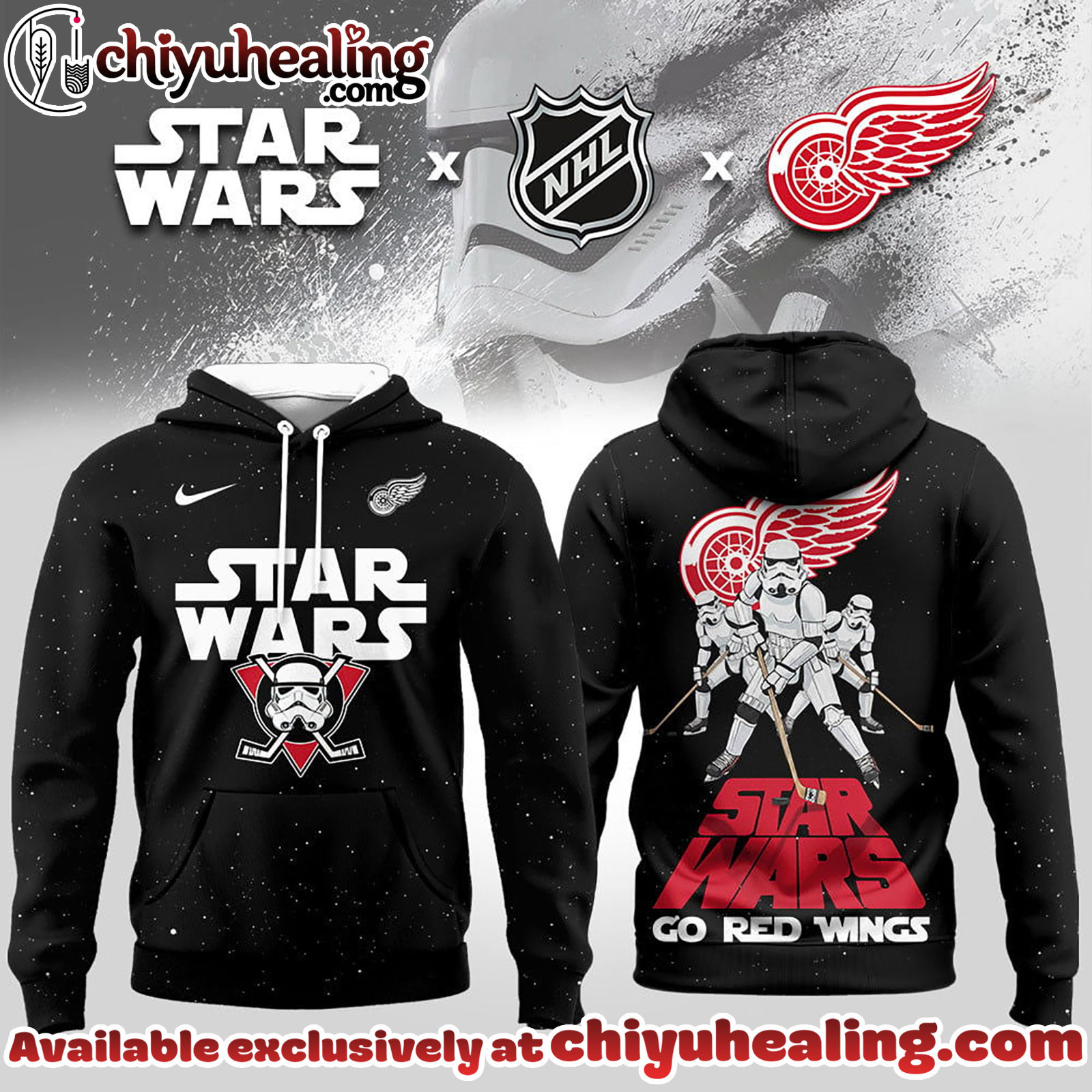 Detroit Red Wings Premium NHL Star Wars Imperial Trooper 3D Hoodie