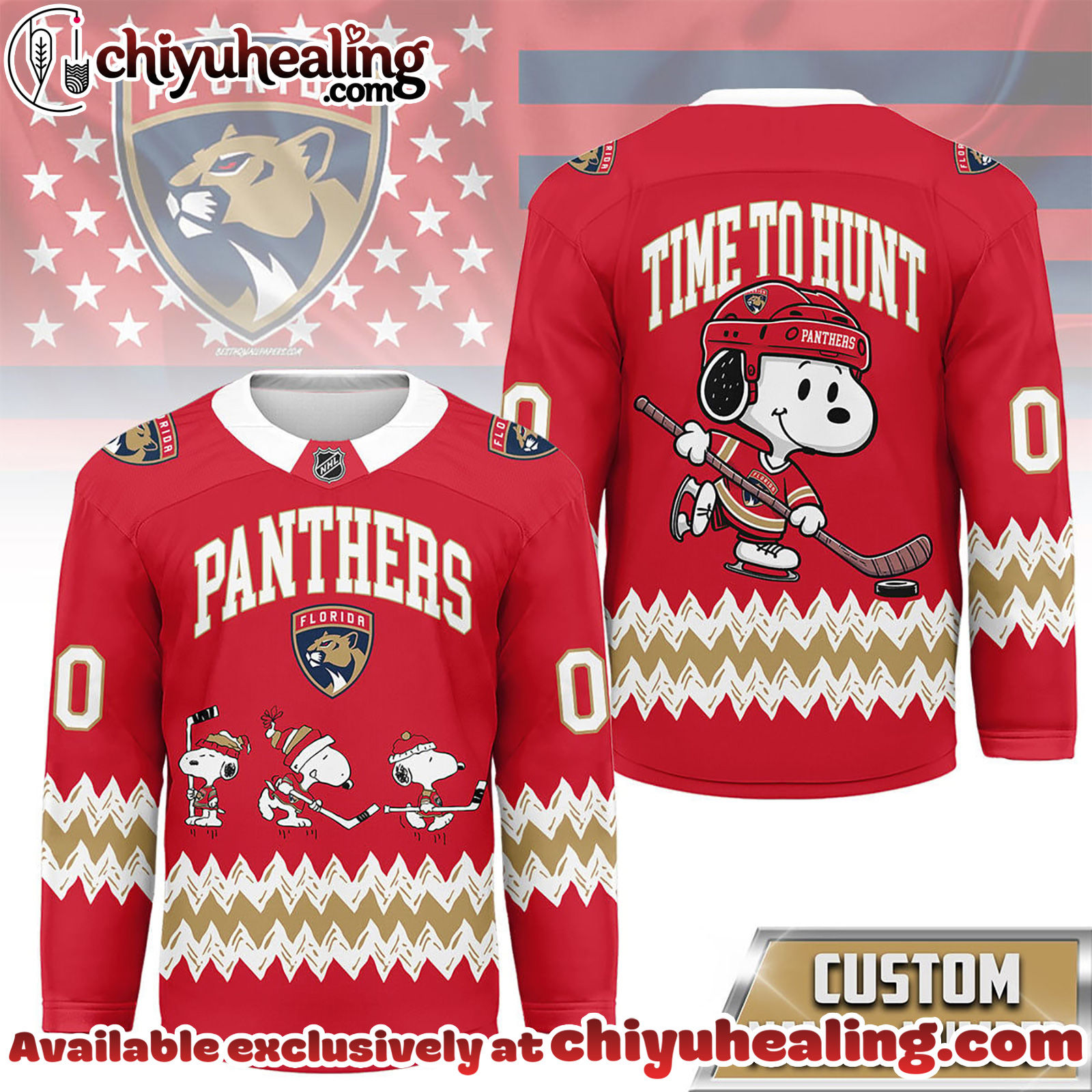 Florida Panthers Premium NHL Snoopy Personalized Hockey Jersey
