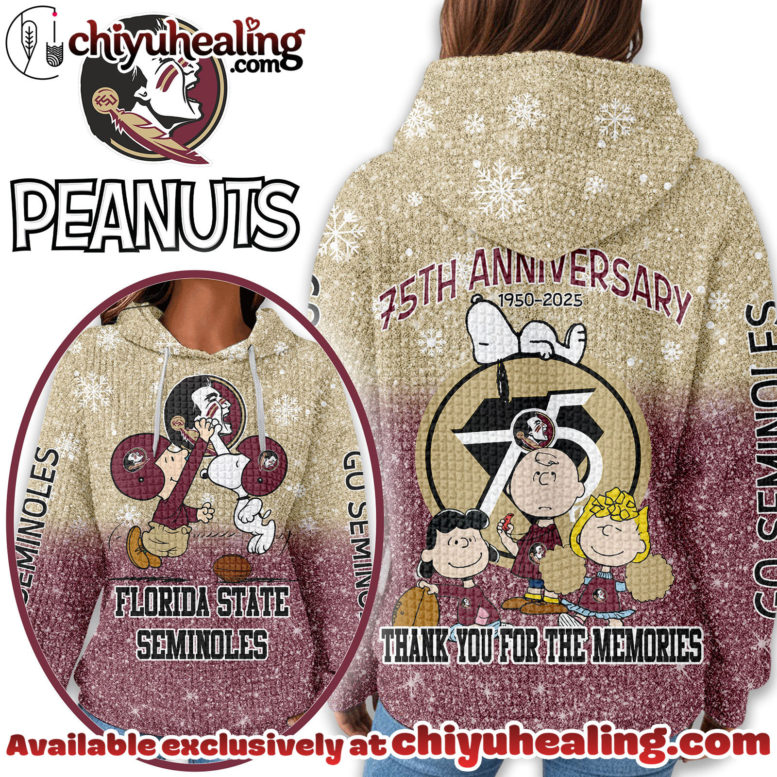 Florida State Seminoles Premium NCAA Peanuts Anniversary 3D Waffle Hoodie, Sweatshirt, Tshirt HI