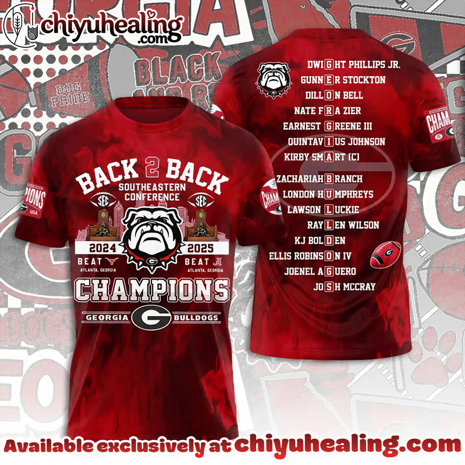 Georgia Bulldogs Football 2025 SEC Football Champions 3D Apparel T-Shirt, Hoodie, Sweatshirt - Ver 2