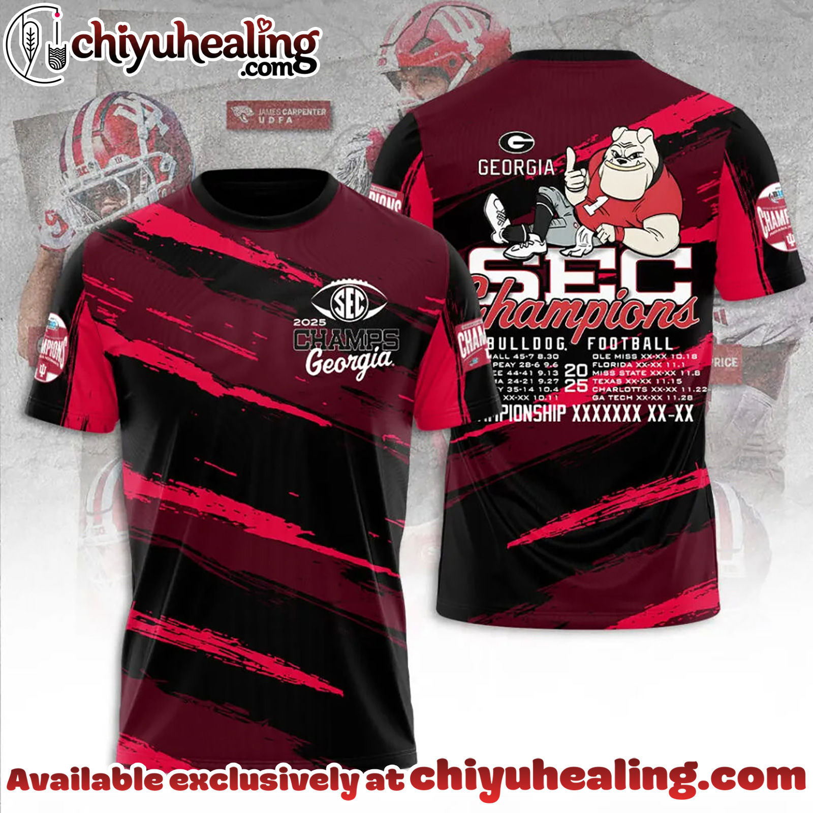 Georgia Bulldogs Football 2025 SEC Football Champions 3D T-Shirt, Hoodie, Sweatshirt - Ver 3