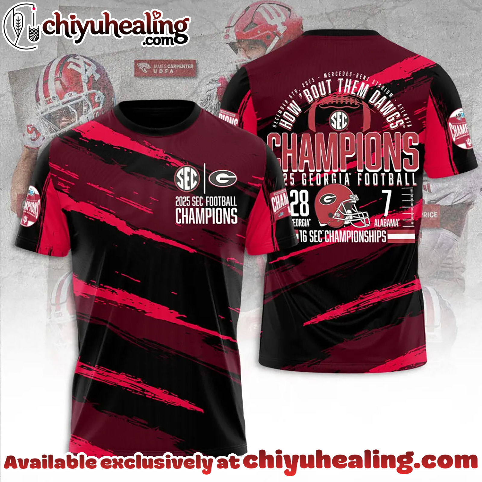 Georgia Bulldogs Football 2025 SEC Football Champions 3D T-Shirt, Hoodie, Sweatshirt - Ver 2