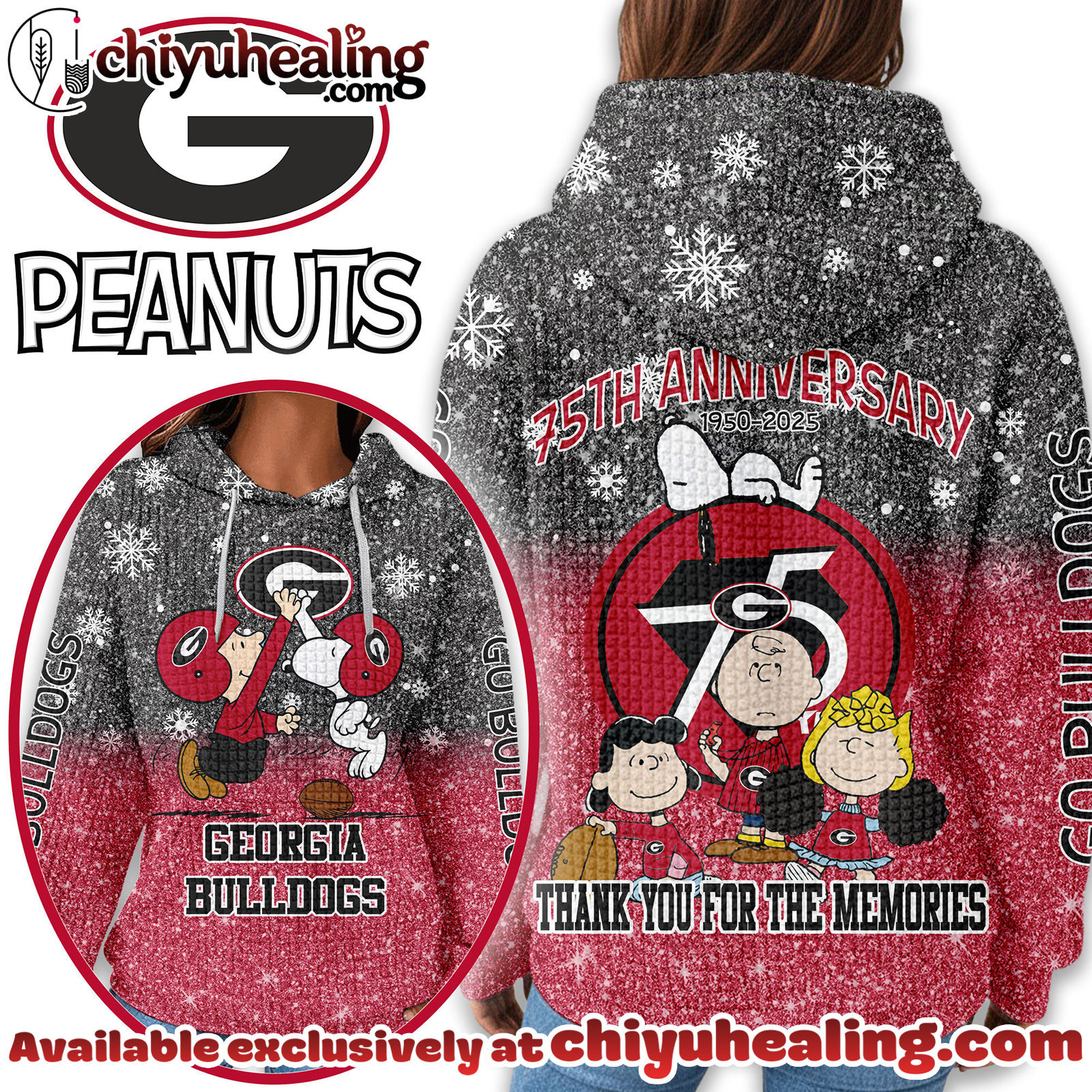 Georgia Bulldogs Premium NCAA Peanuts Anniversary 3D Waffle Hoodie, Sweatshirt, Tshirt HI