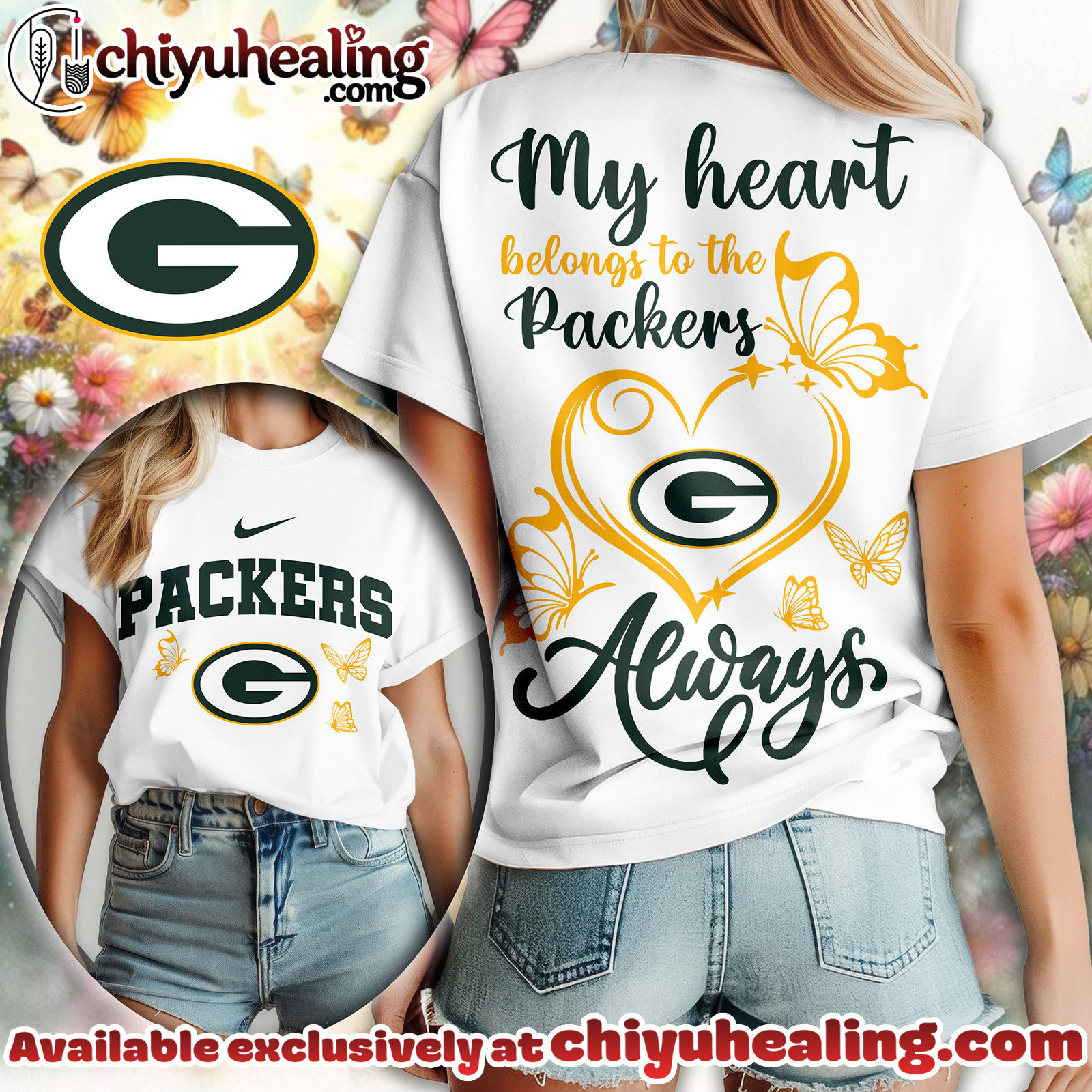 Green Bay Packers Premium NFL Butterfly Women Shirt, Hoodie, Sweatshirt