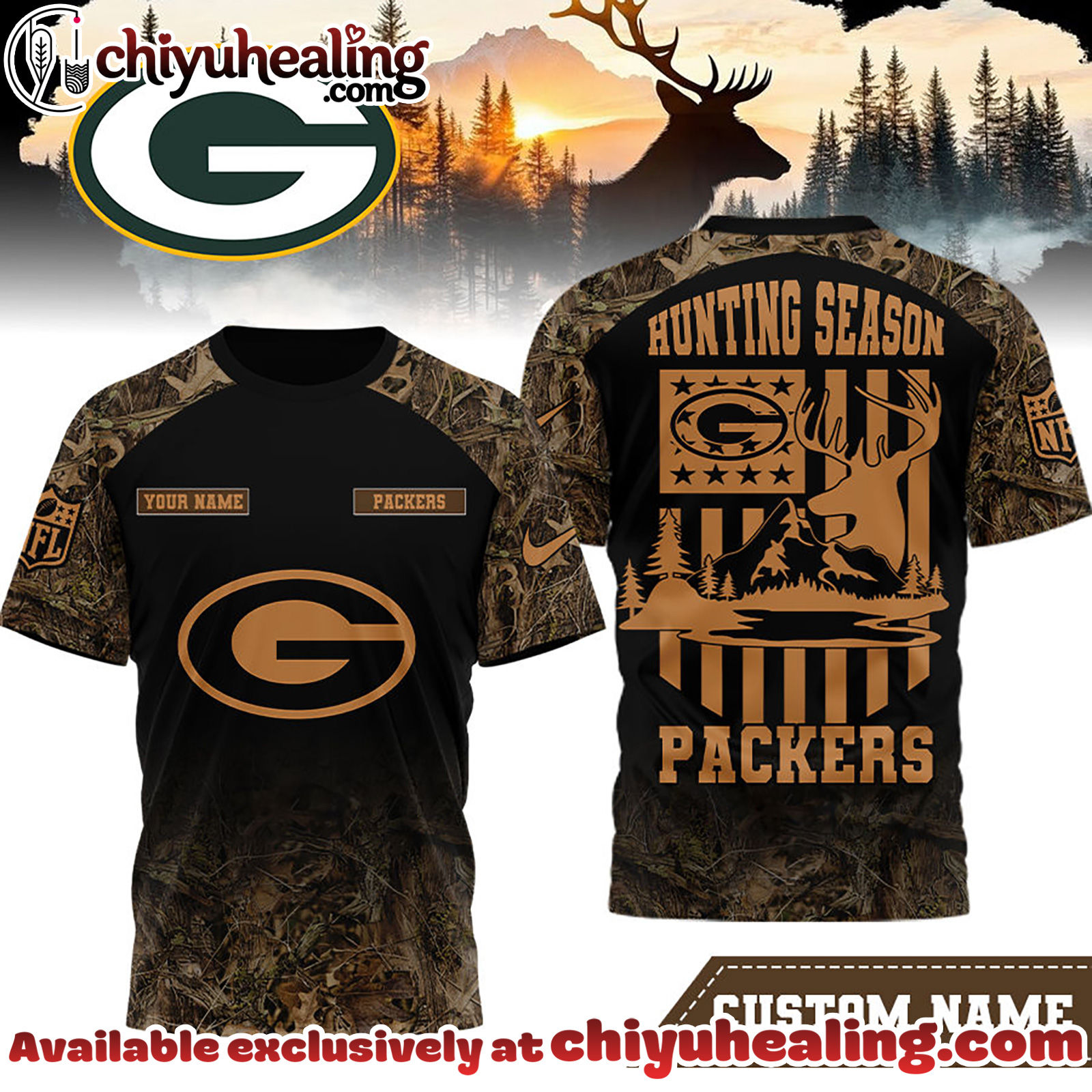Green Bay Packers Premium NFL Hunting Season 3D Shirt