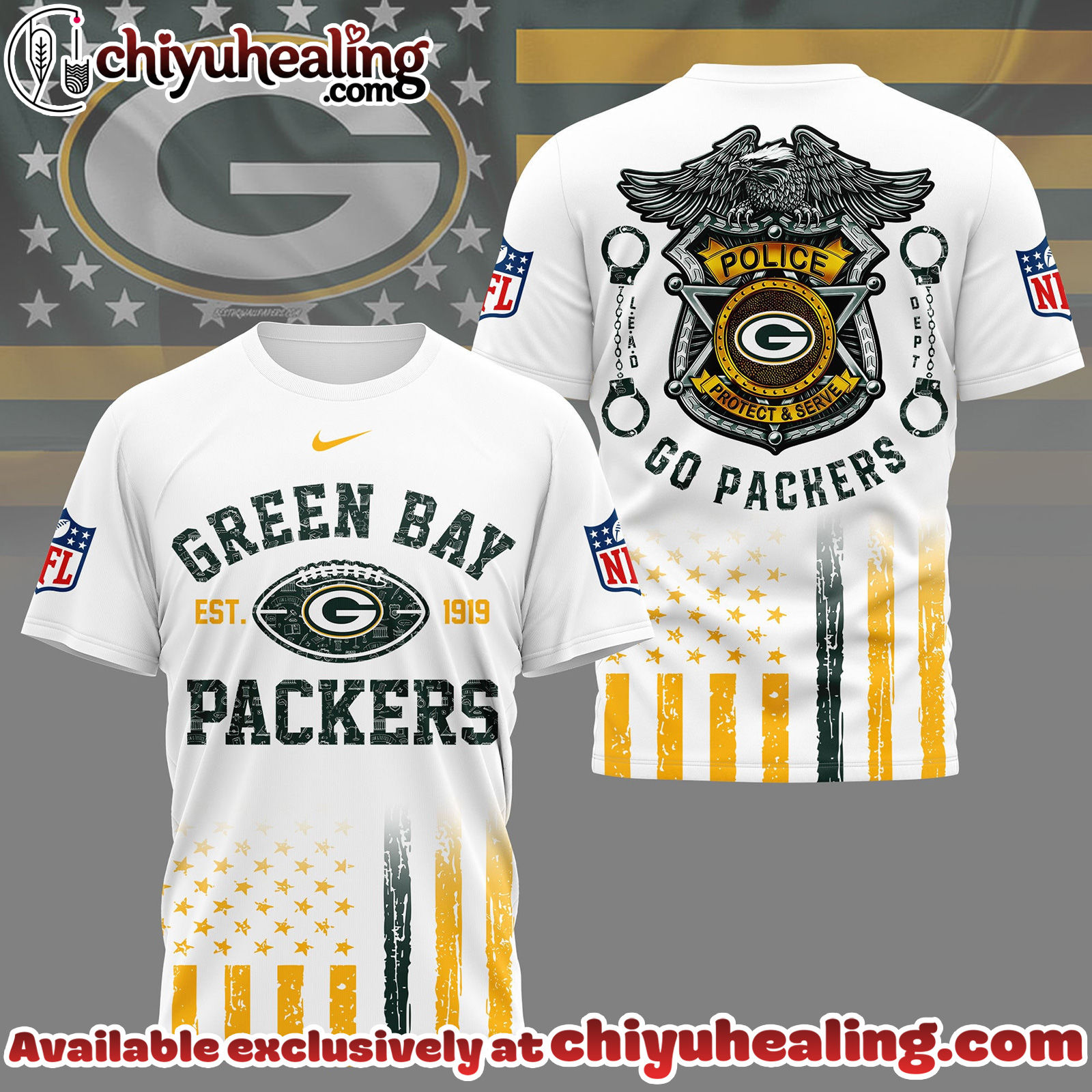 Green Bay Packers Premium NFL Law Enforcement Tribute 3D Shirt