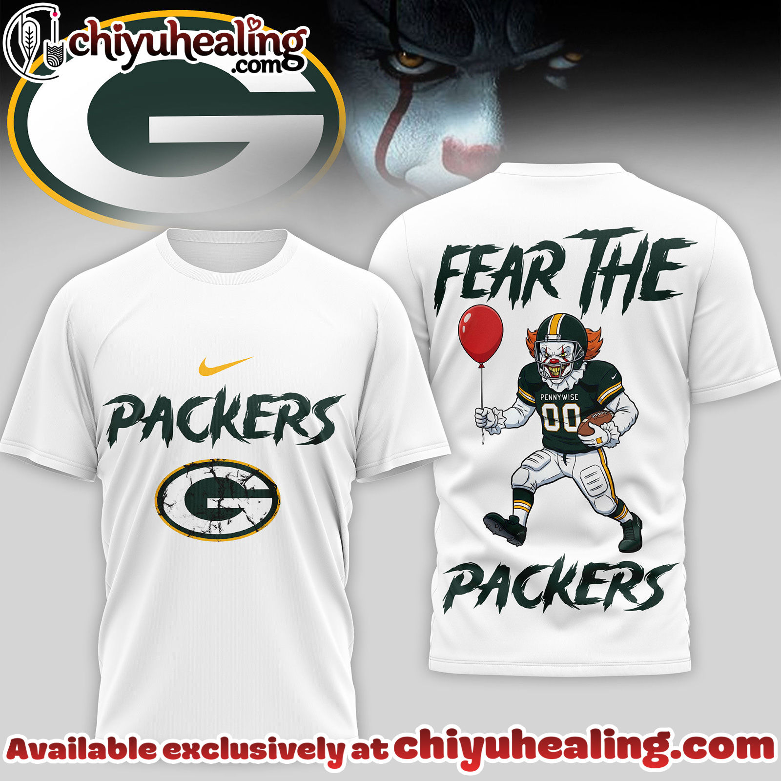 Green Bay Packers Premium NFL Pennywise 3D Shirt