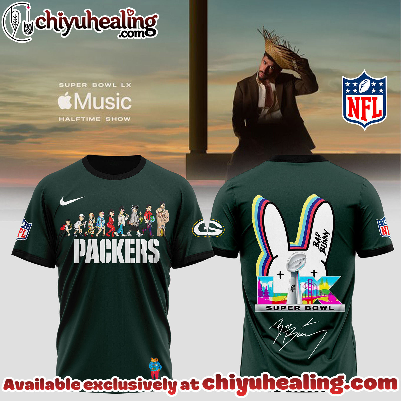 Green Bay Packers x Bad Bunny Super Bowl Limited Edition Tshirt, Sweatshirt, Hoodie